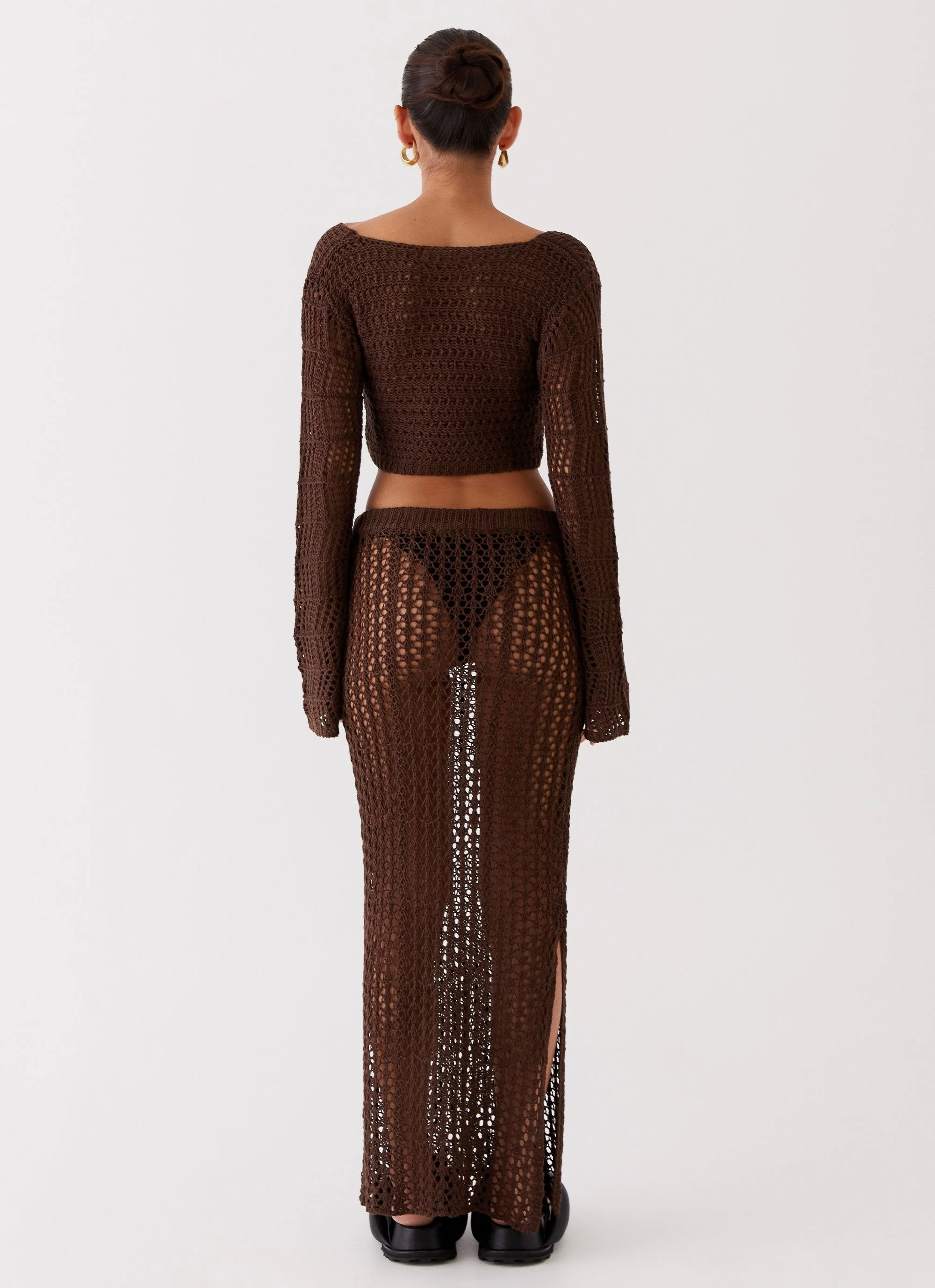 Rosalina Crochet Maxi Skirt - Chocolate - Image 4