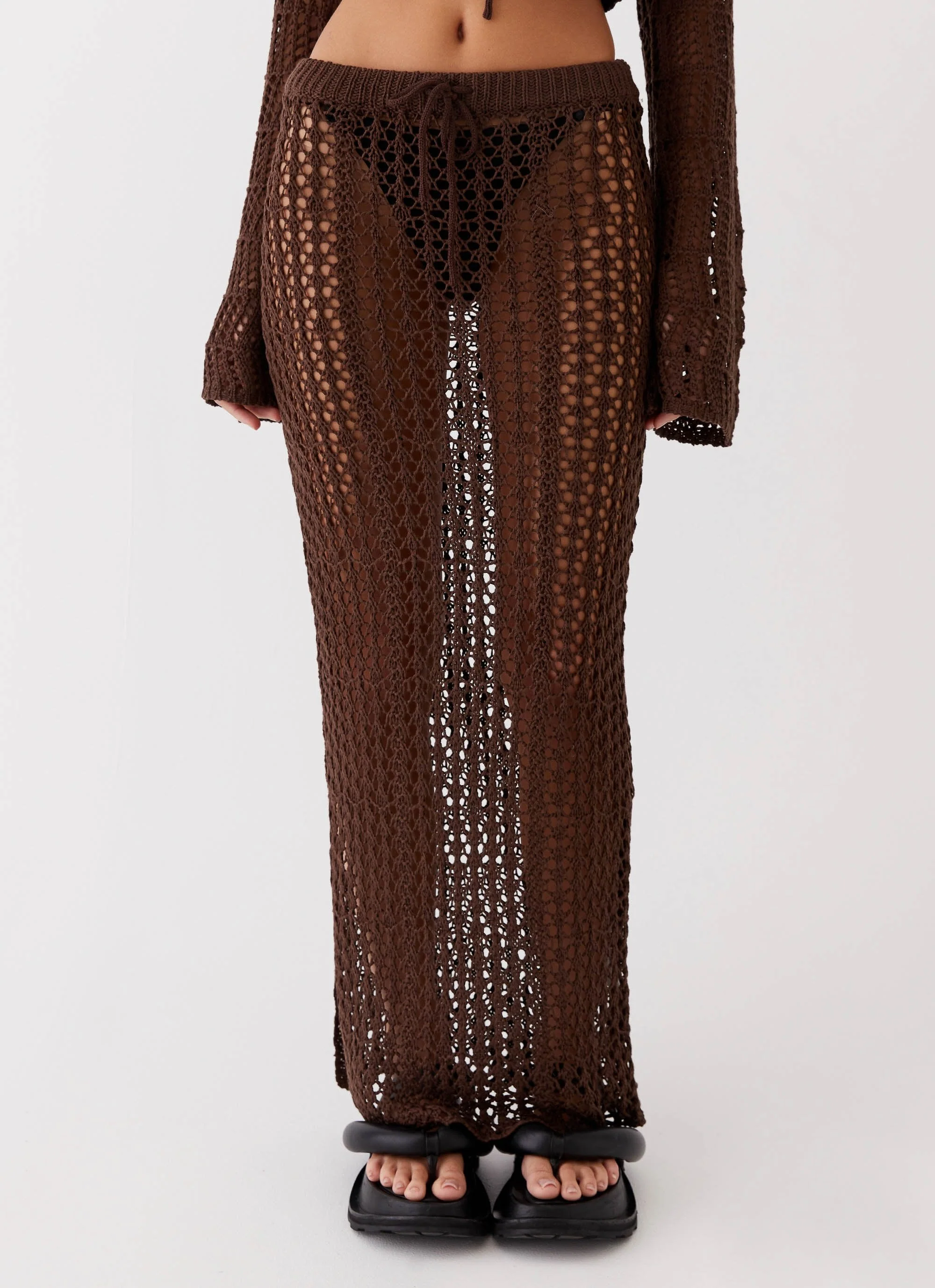 Rosalina Crochet Maxi Skirt - Chocolate - Image 5