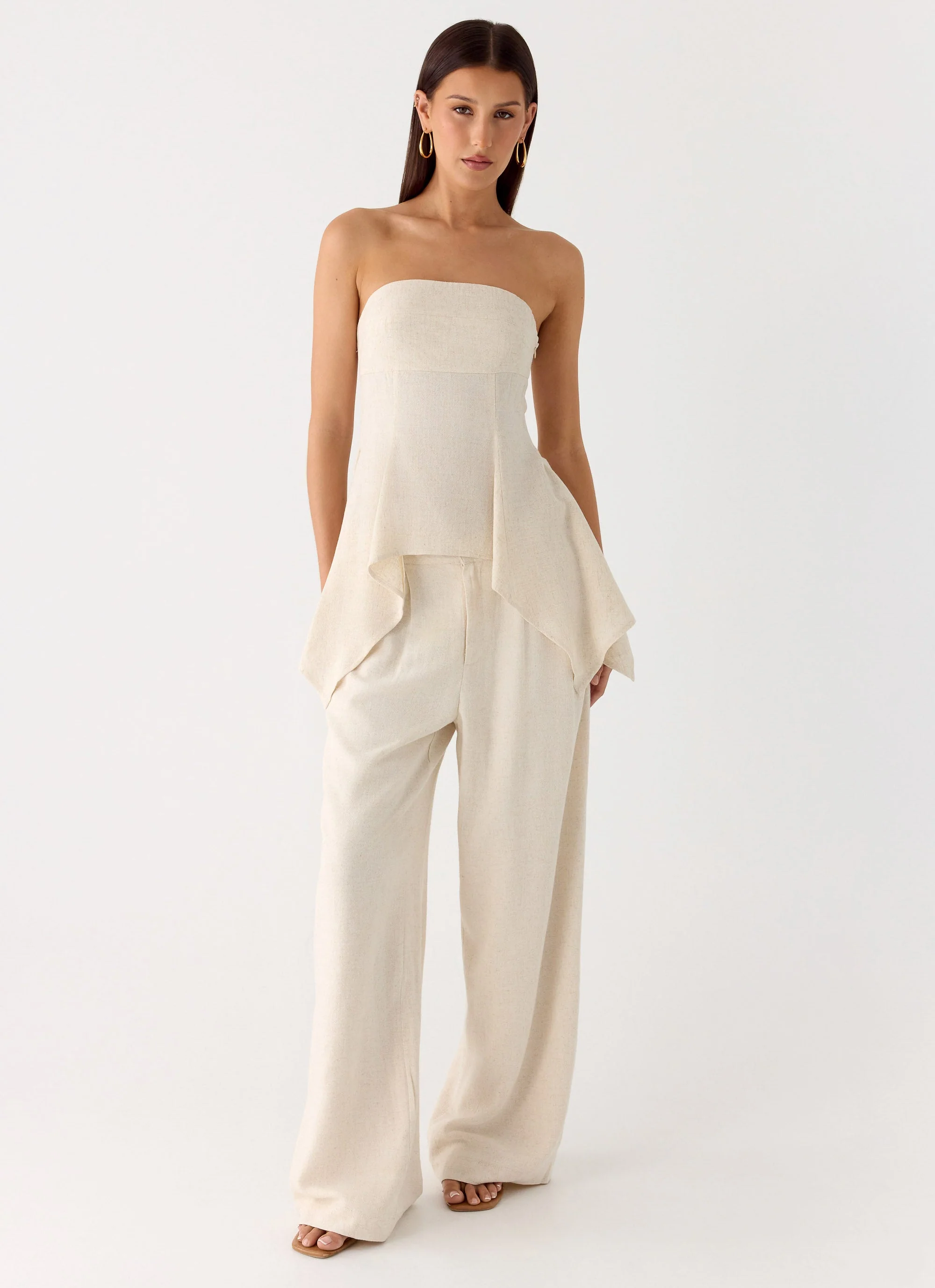 Rossi Hanky Hem Linen Top - Oatmeal - Image 6