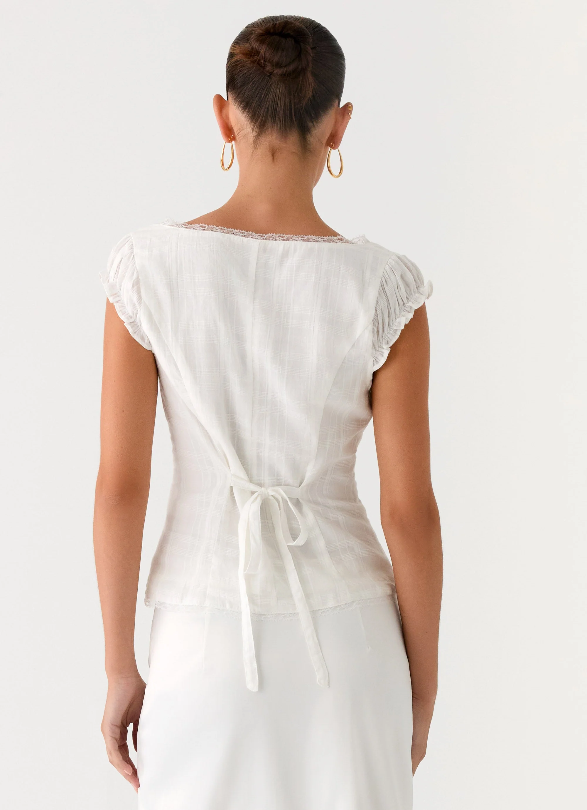Ruann Lace Trim Top - White - Image 5