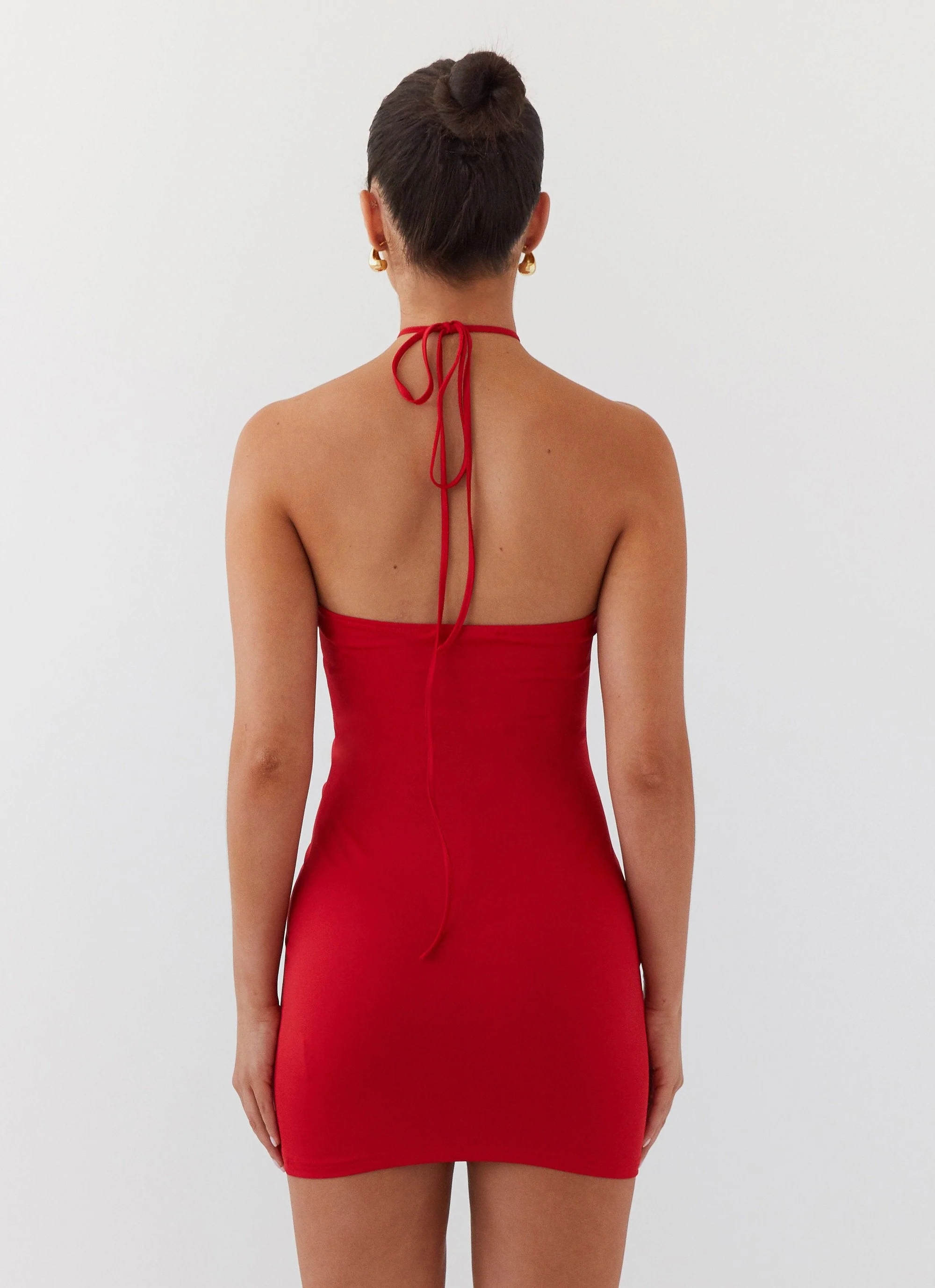 Ruby Glamour Rose Mini Dress - Rouge Red - Image 3