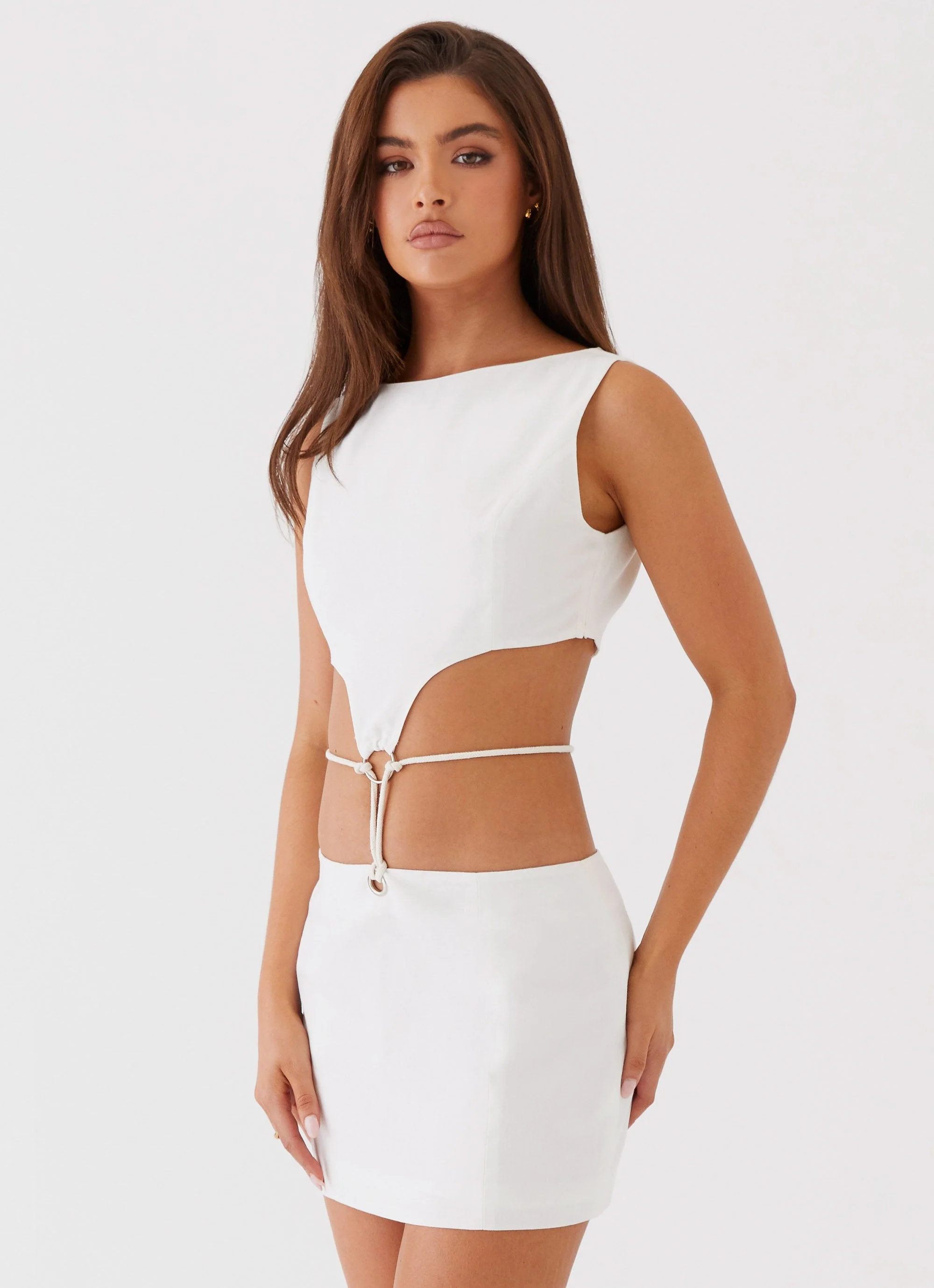 Ryann Cut Out Mini Dress - White - Image 3