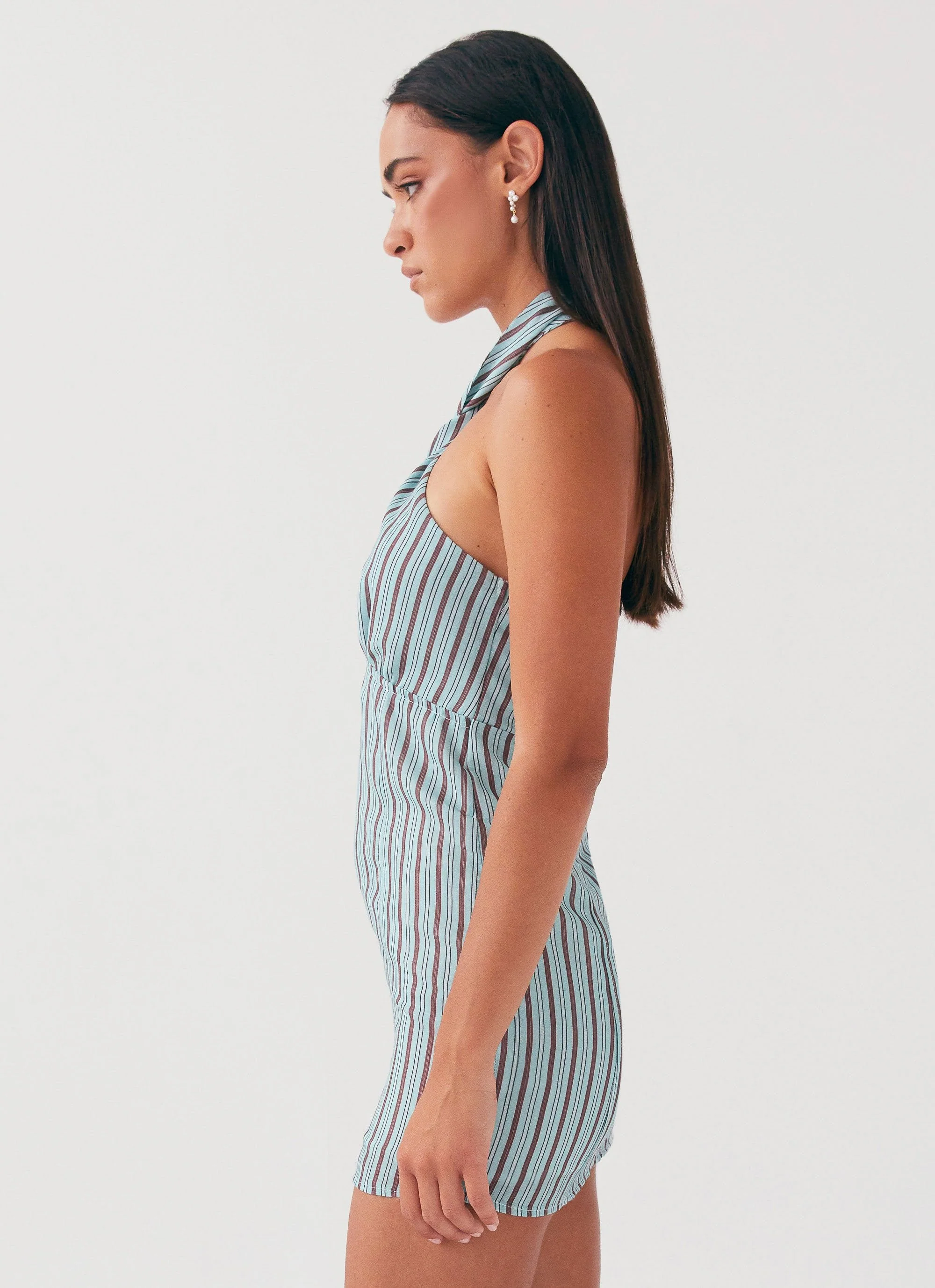 Sabine Linen Mini Dress - Coastal Stripe - Image 3