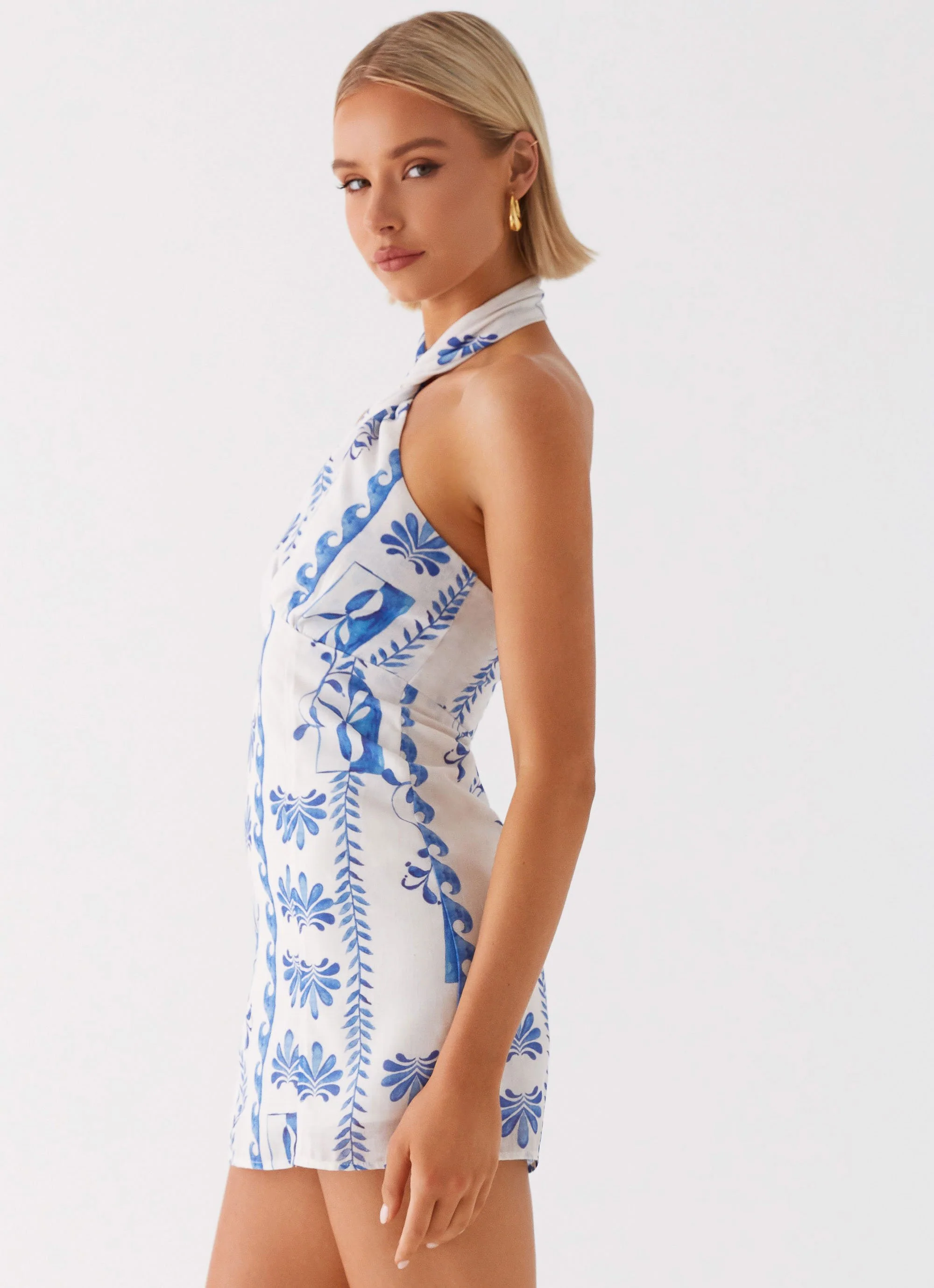 Sabine Linen Mini Dress - Floral Wave - Image 3