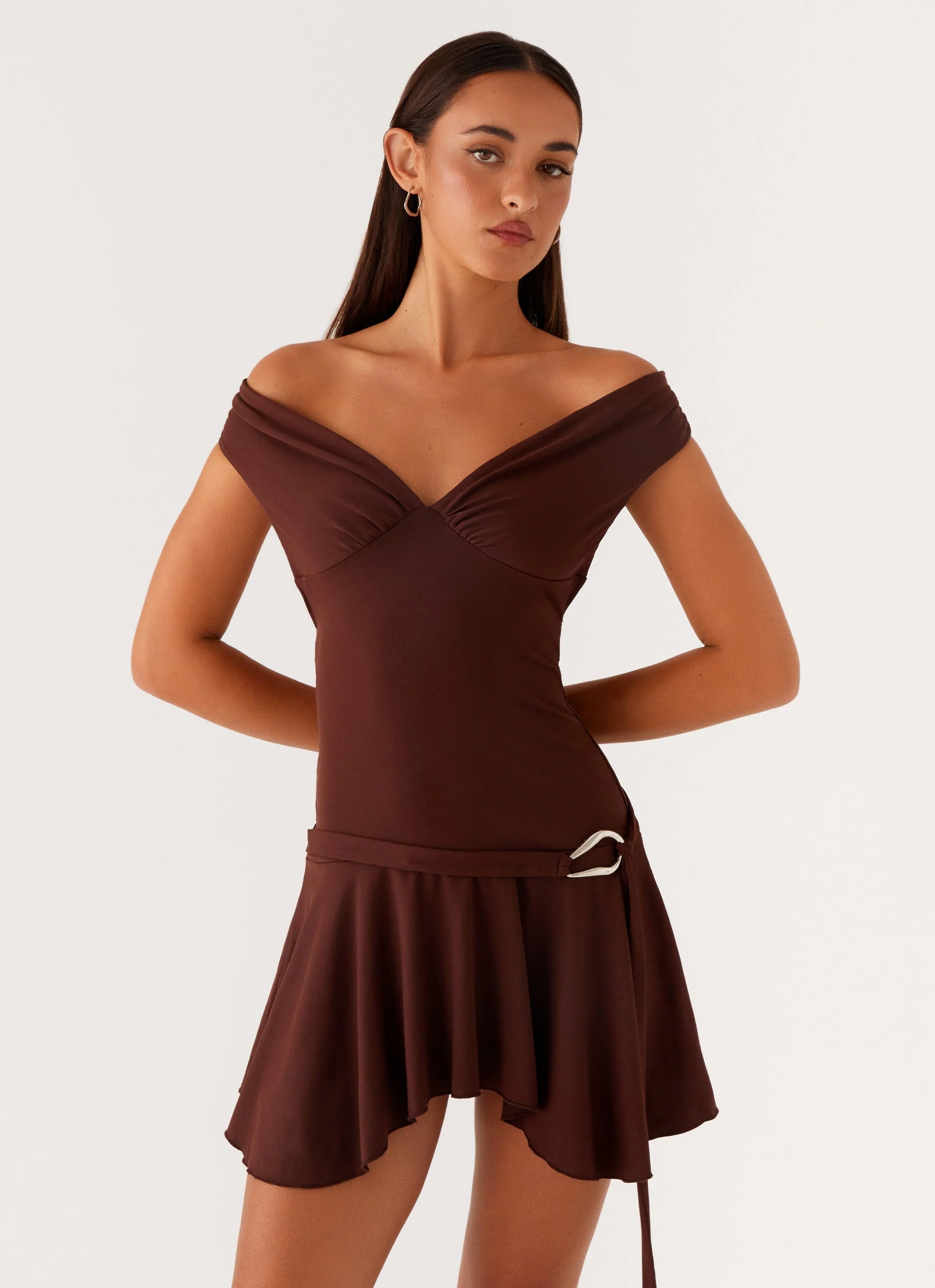 Saffira Mini Dress - Chocolate - Image 6