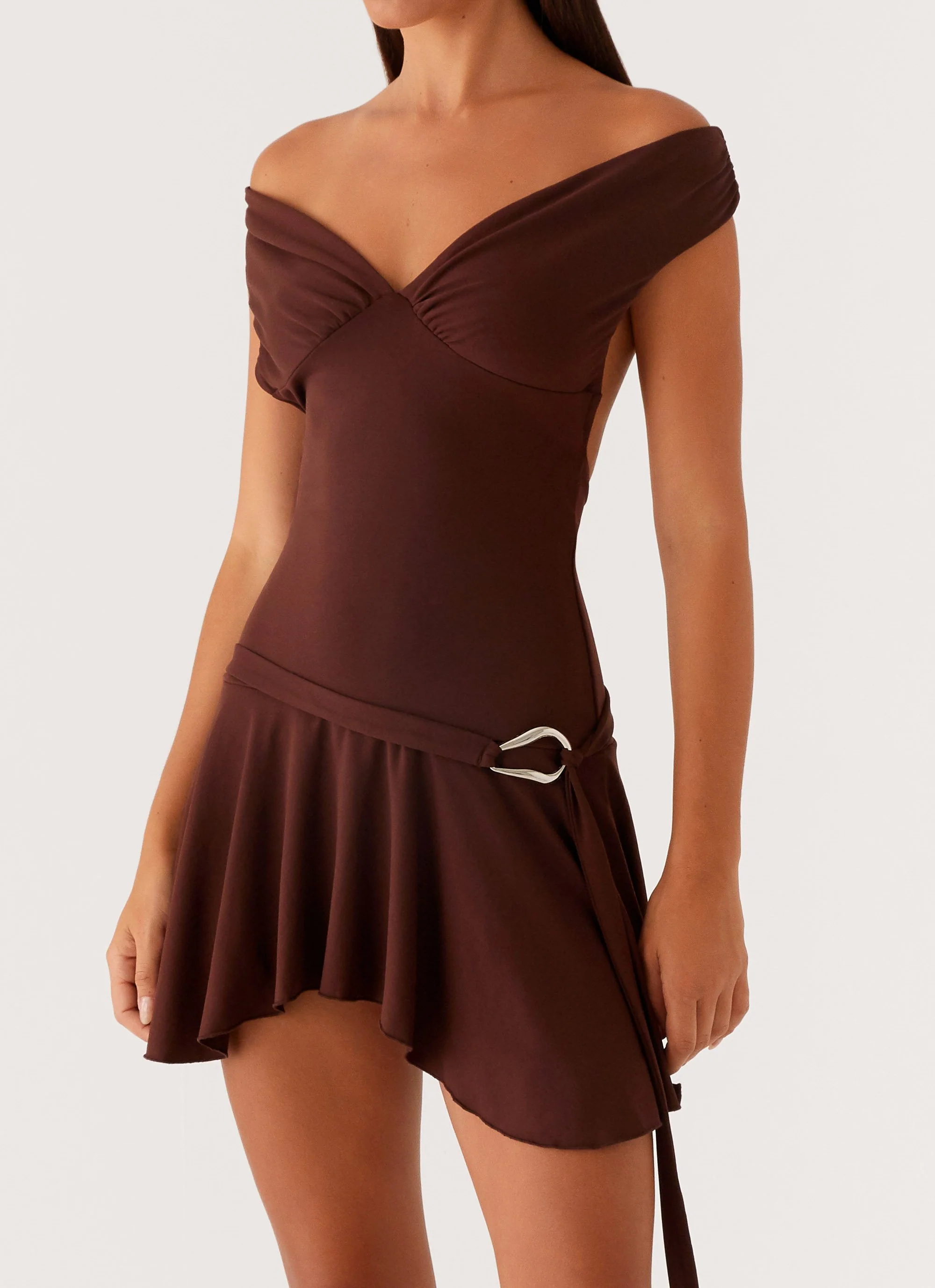 Saffira Mini Dress - Chocolate - Image 7