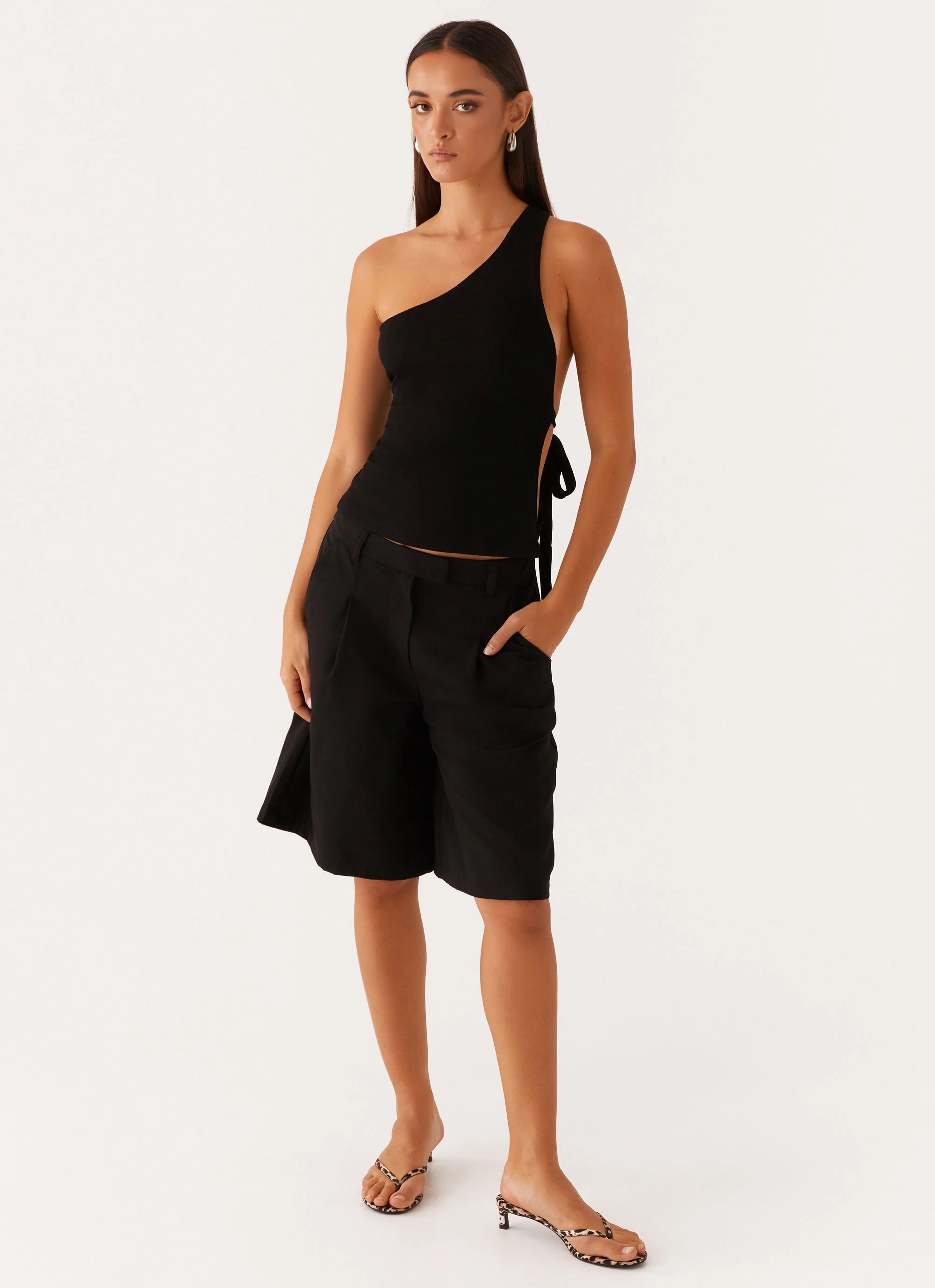 Safiya One Shoulder Top - Black - Image 6