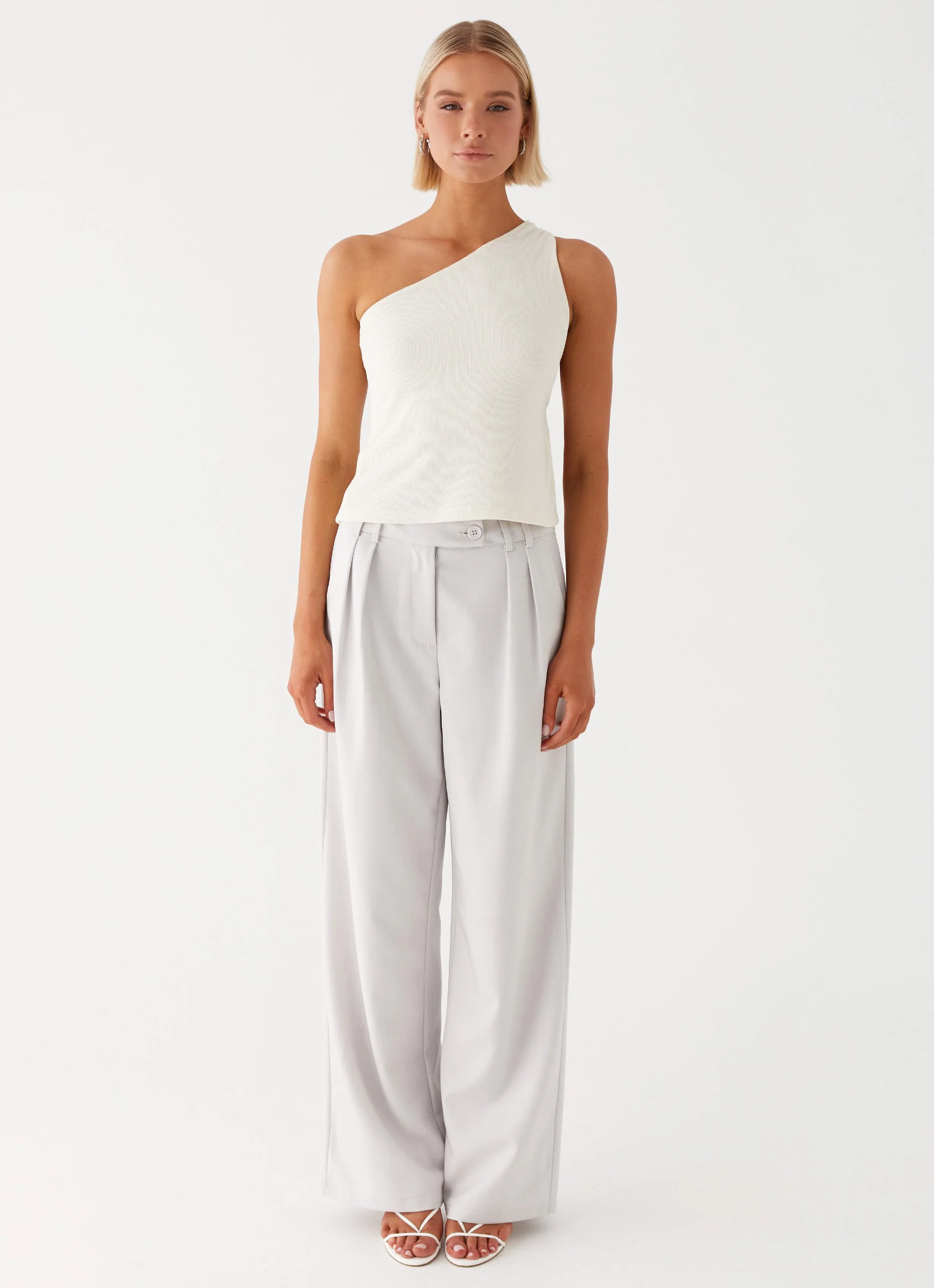 Safiya One Shoulder Top - White - Image 2