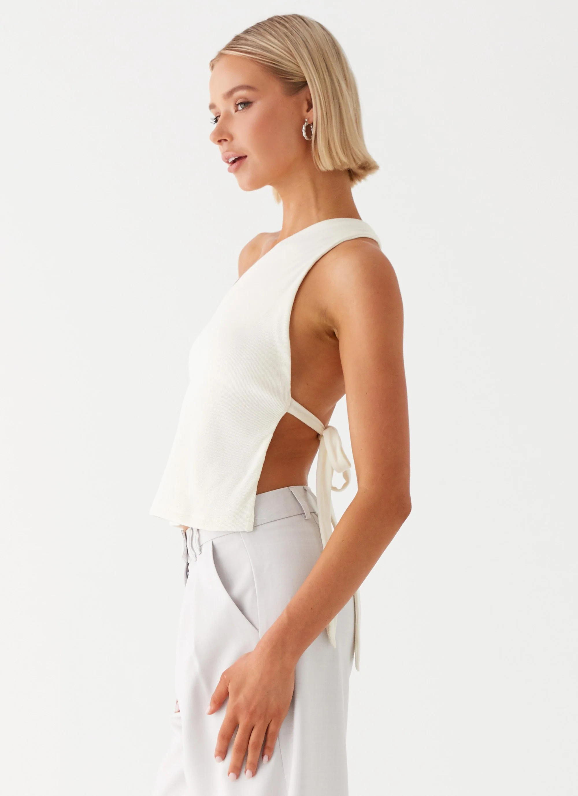 Safiya One Shoulder Top - White - Image 3