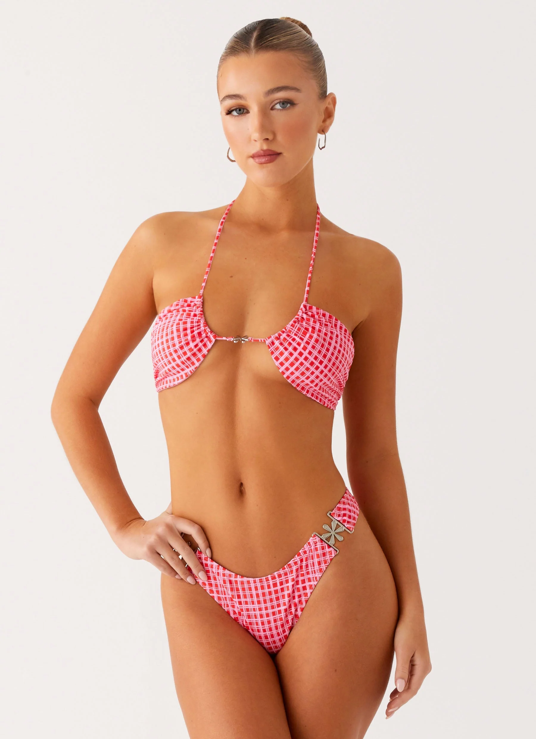 Saint Lucia Bikini Bottoms - Pink Check - Image 6