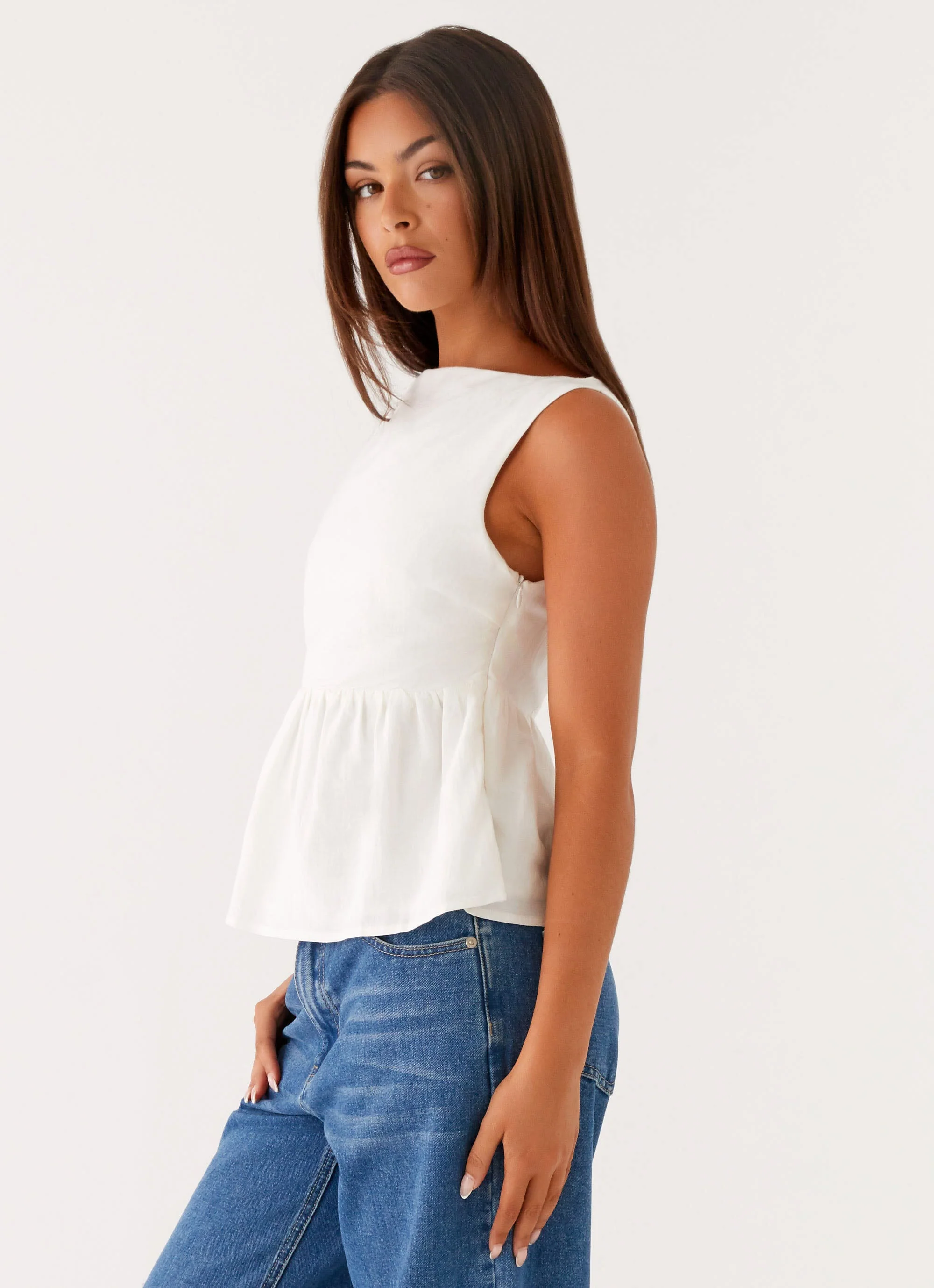 Sallie Linen Top - White - Image 3