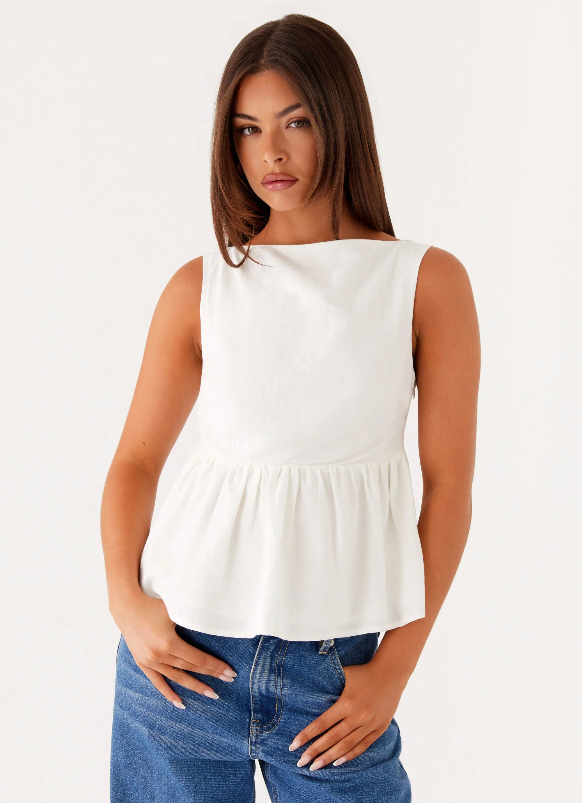Sallie Linen Top - White - Image 5