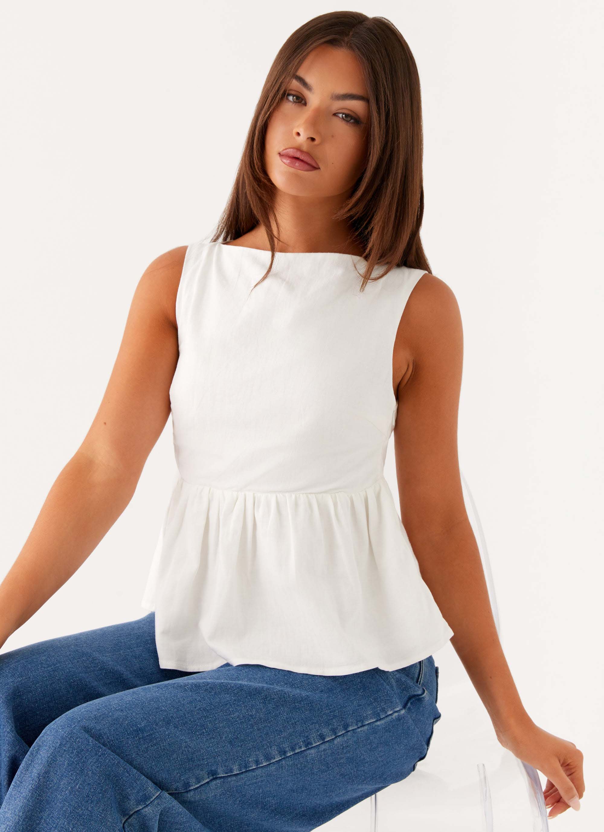 Sallie Linen Top - White - Image 6
