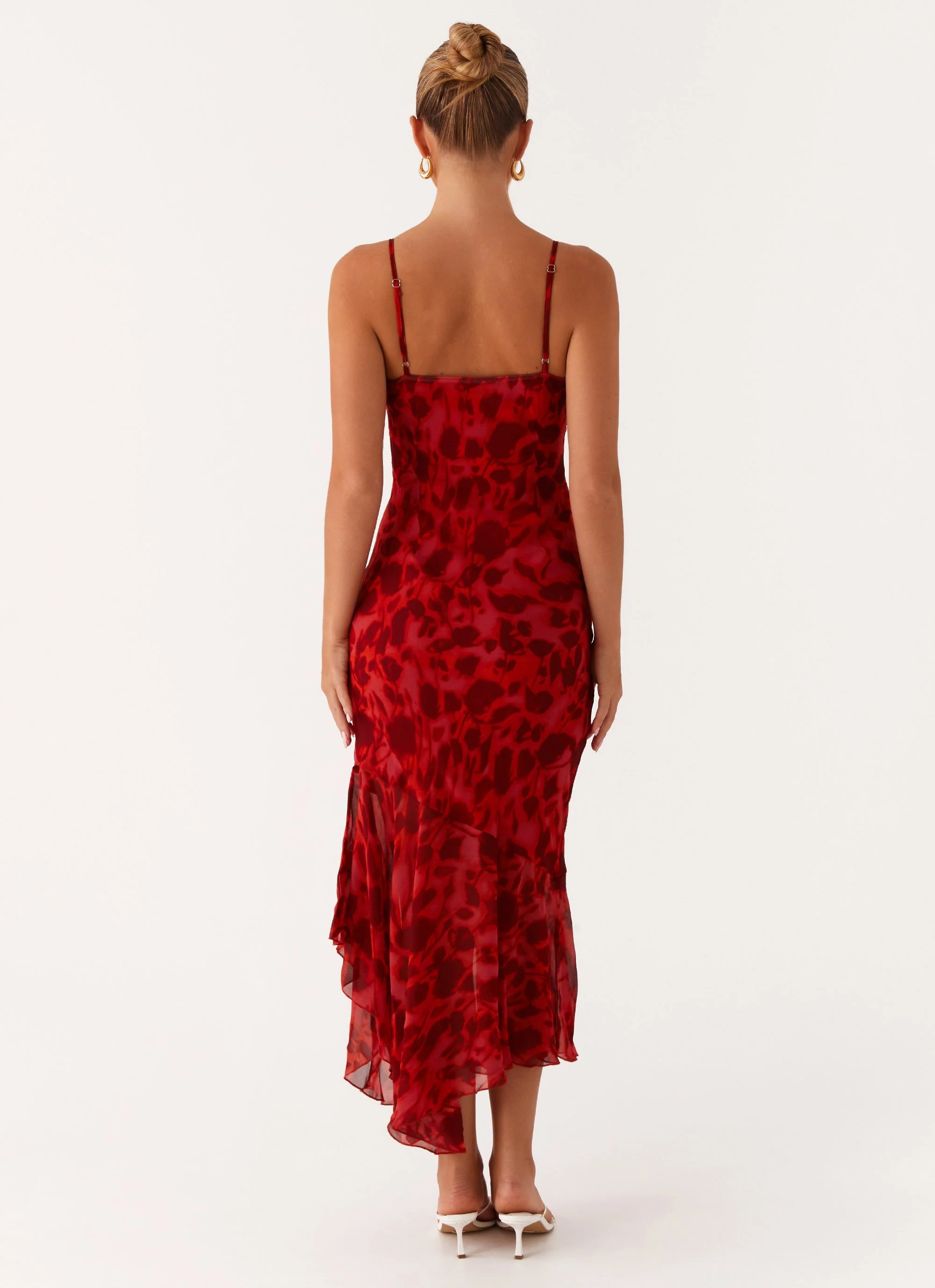 Sally Midi Dress - Deep Red Floral - Image 3