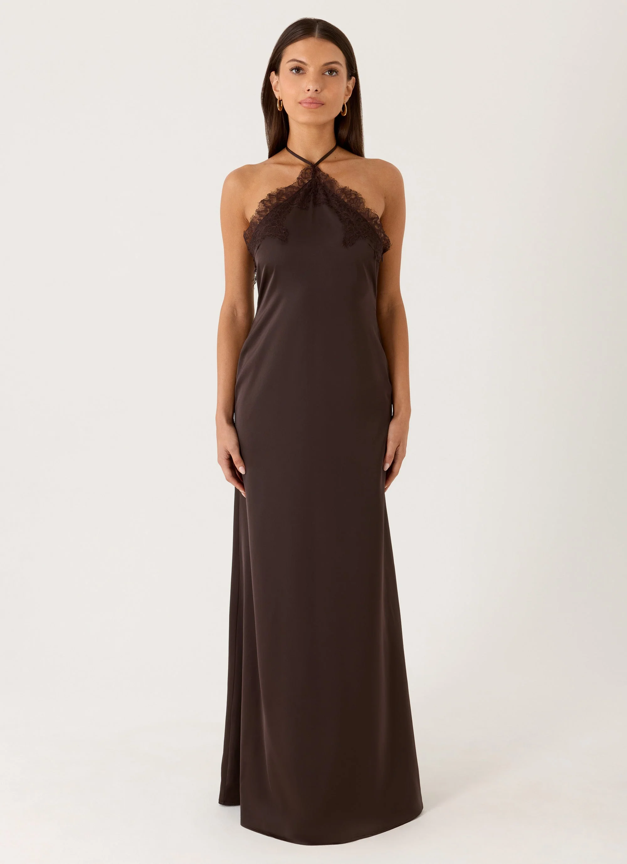 Samaria Halter Maxi Dress - Chocolate - Image 4