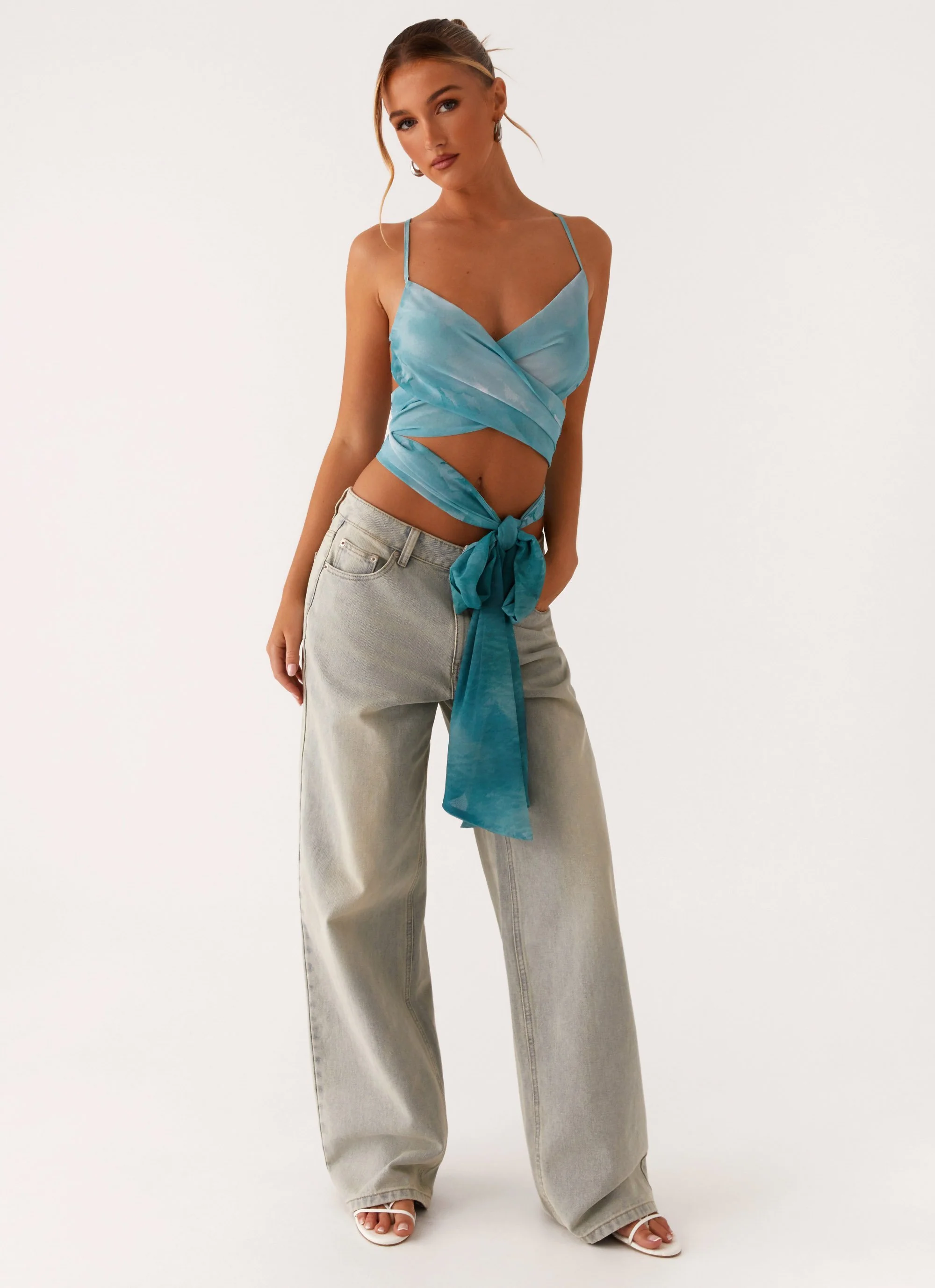 Samira Wrap Tie Top - Green Tie Dye - Image 6