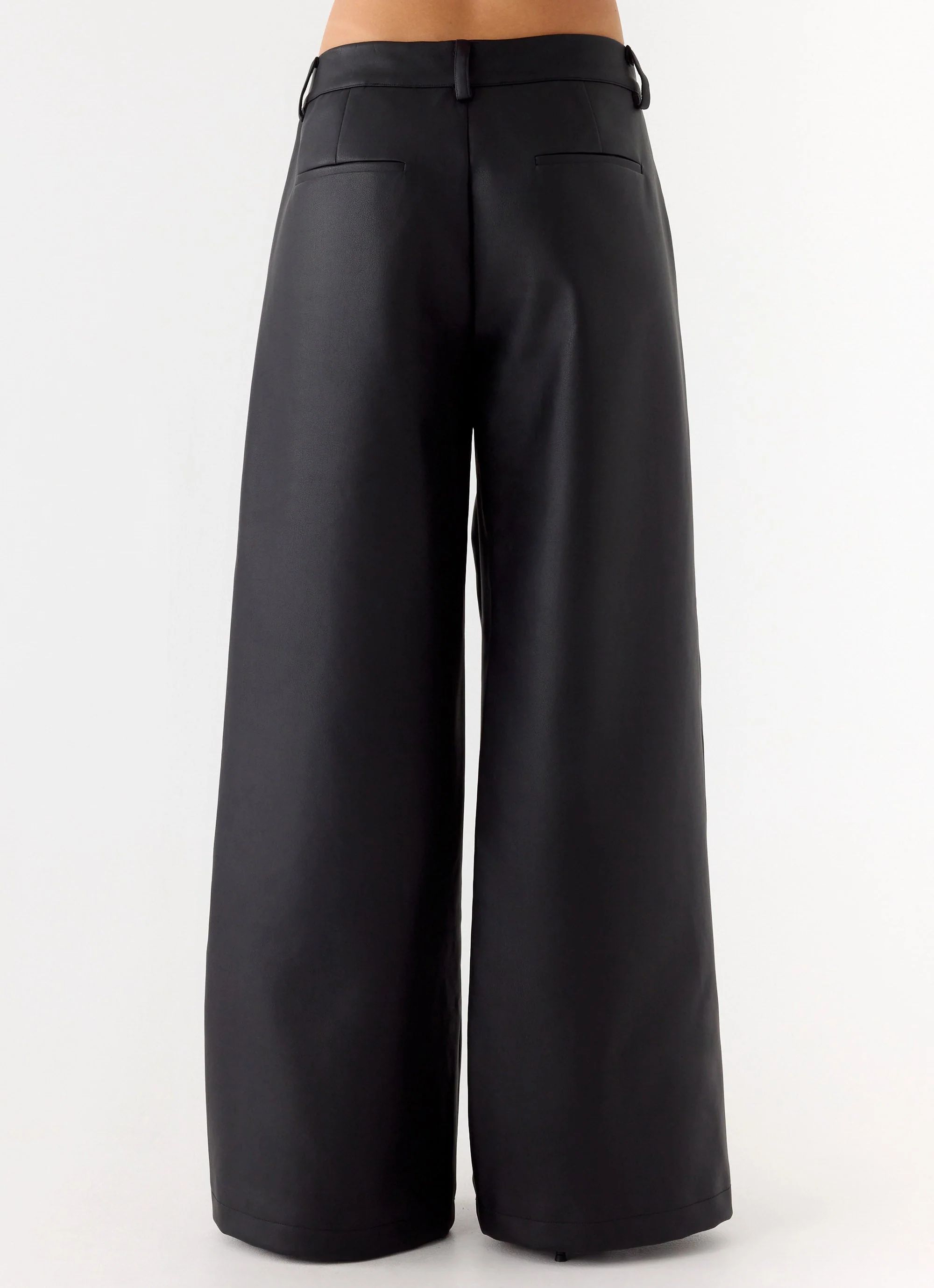 Samuel Low Rise Faux Leather Pants - Black - Image 4