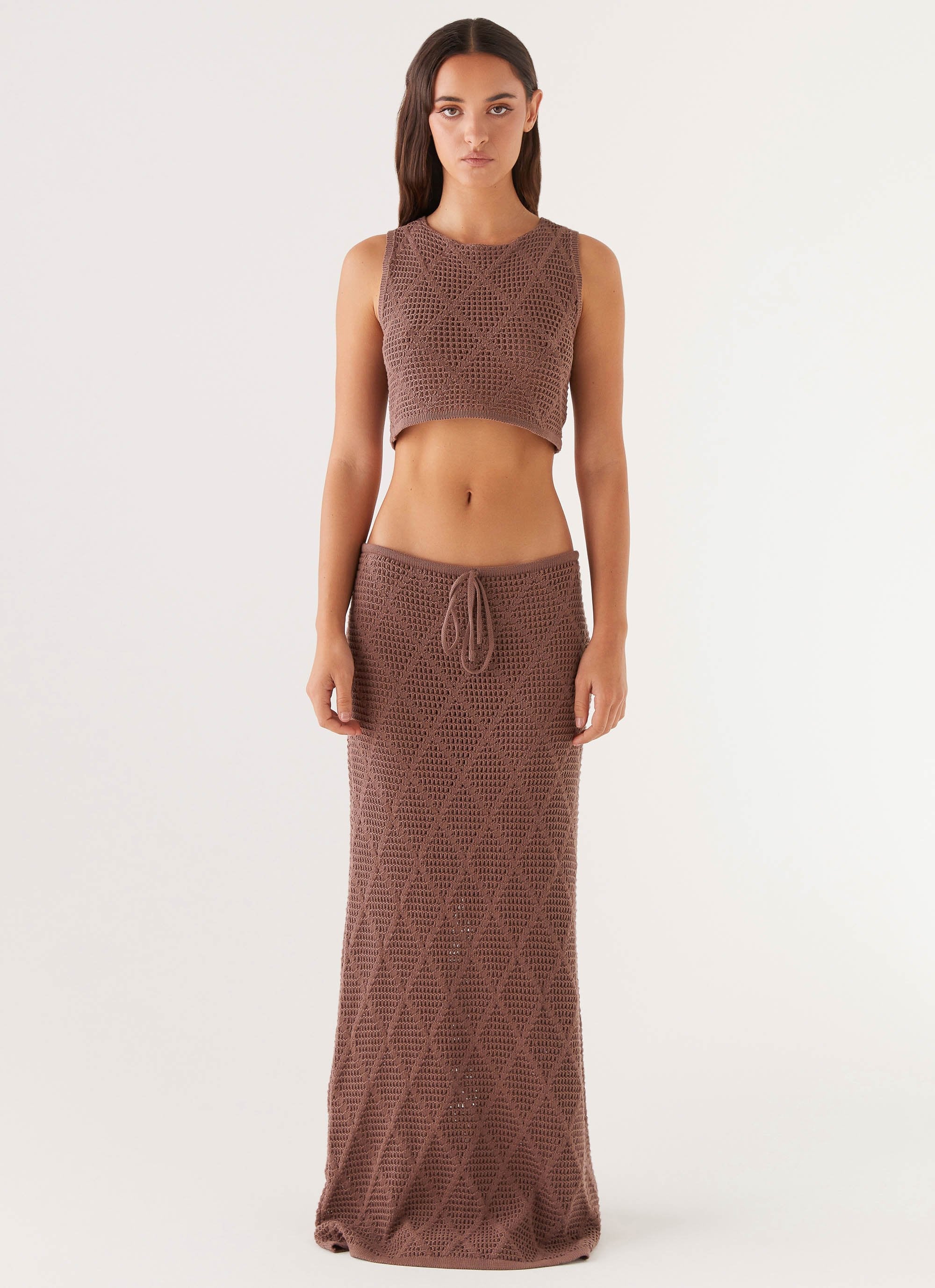 Santonio Crochet Crop Top - Chocolate - Image 3