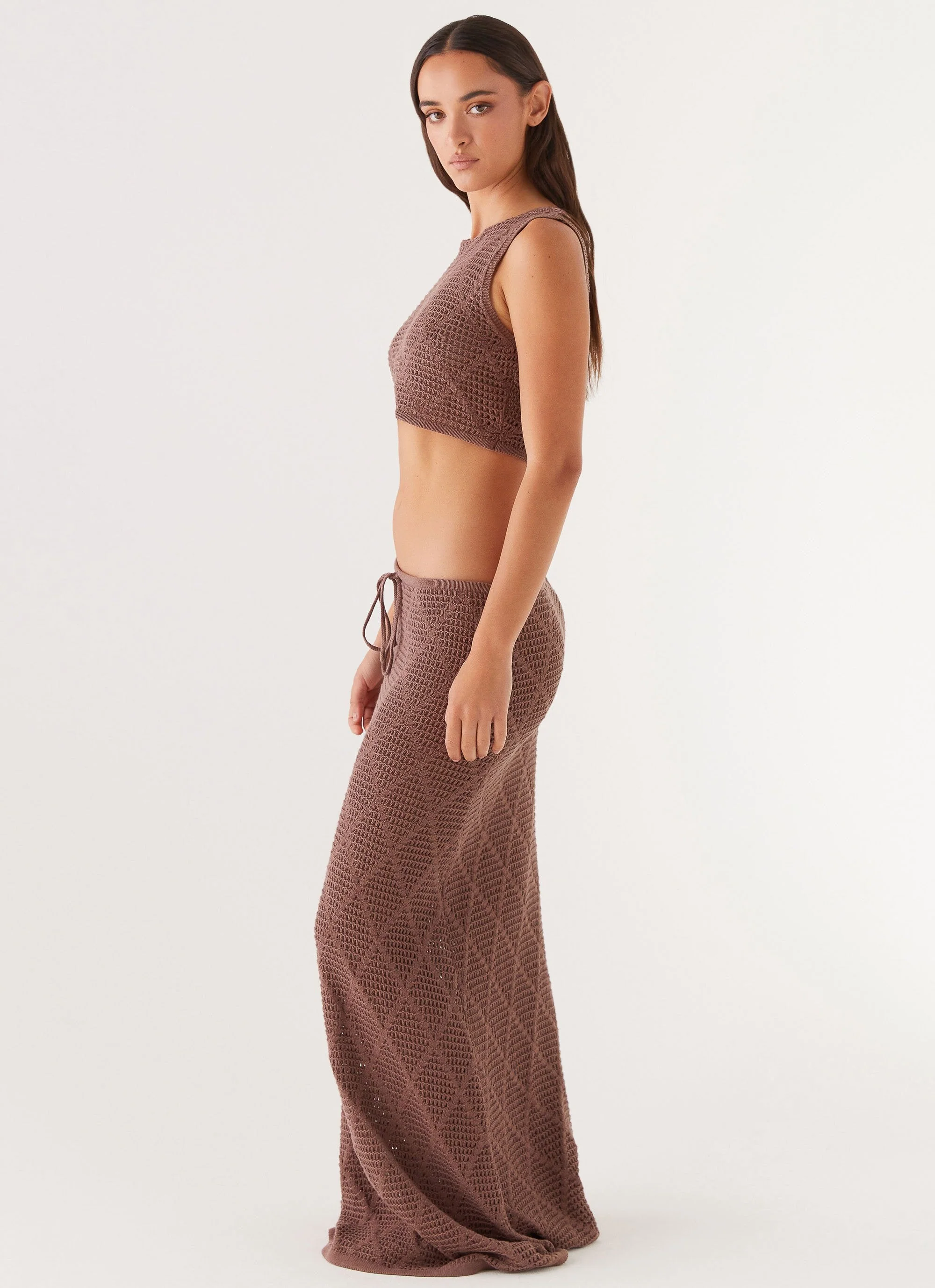 Santonio Crochet Crop Top - Chocolate - Image 4