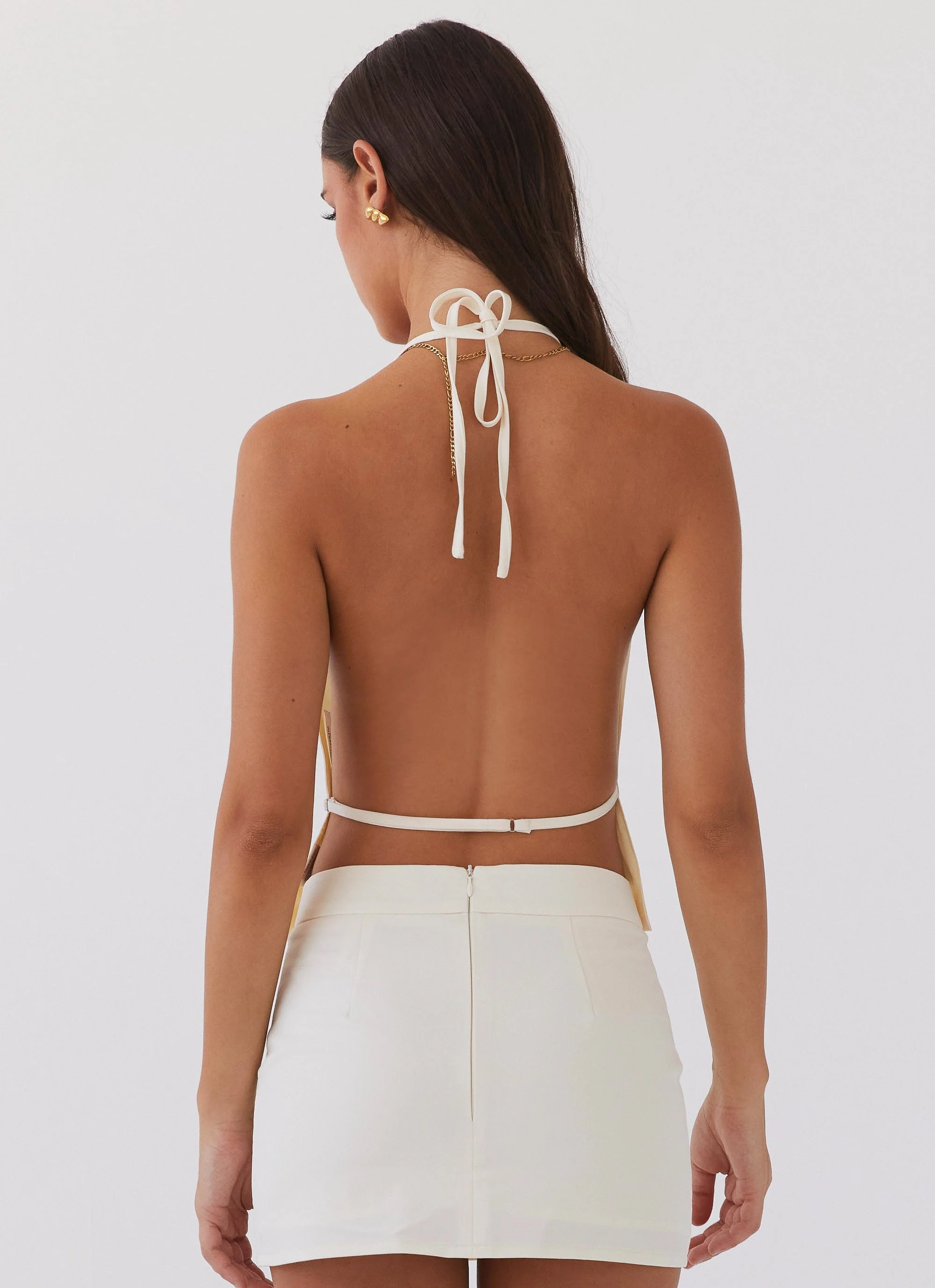 Sarah Halterneck Vest Top - Ivory - Image 5