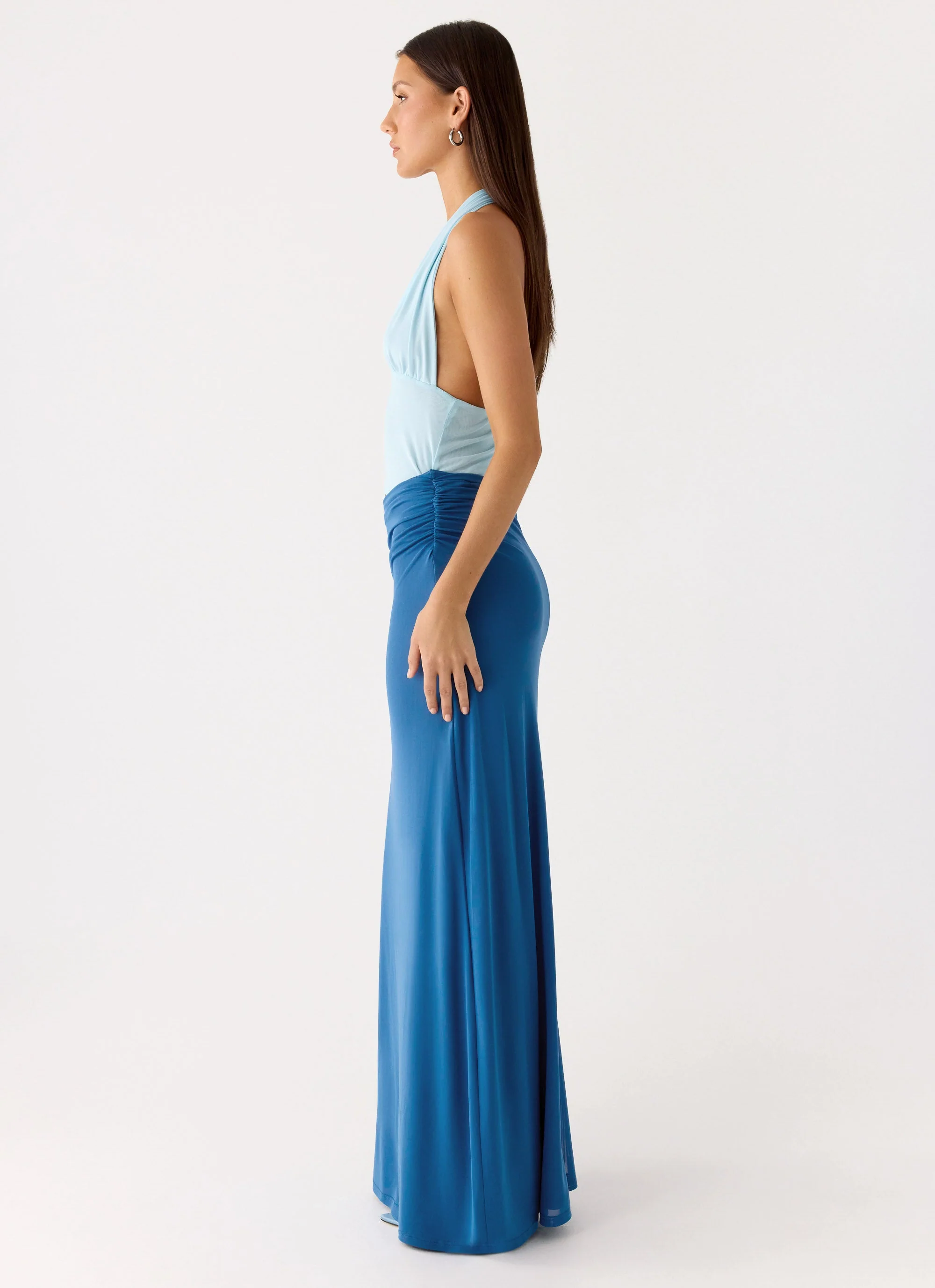 Saresther Halter Neck Maxi Dress - Blue - Image 2