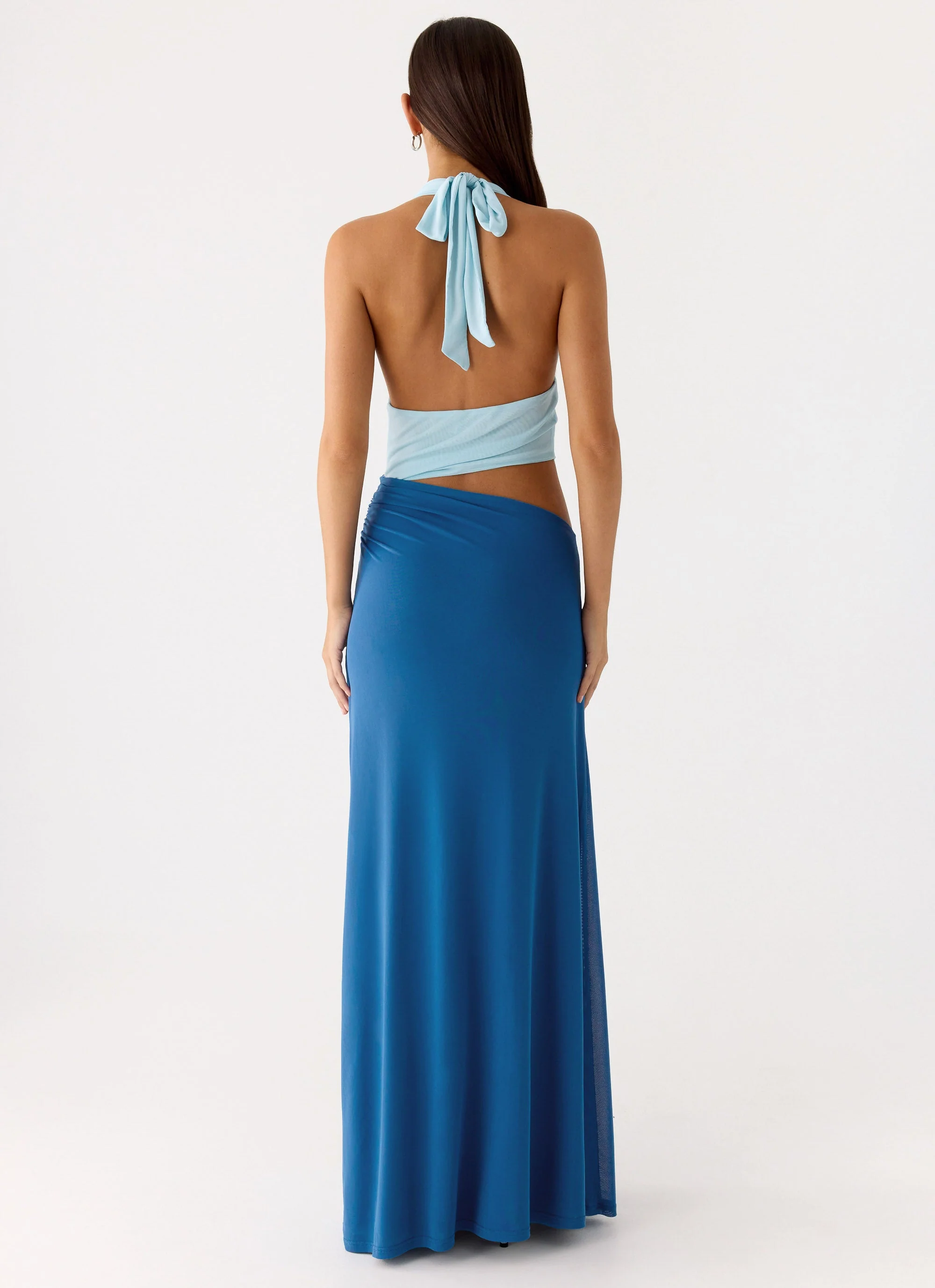 Saresther Halter Neck Maxi Dress - Blue - Image 3