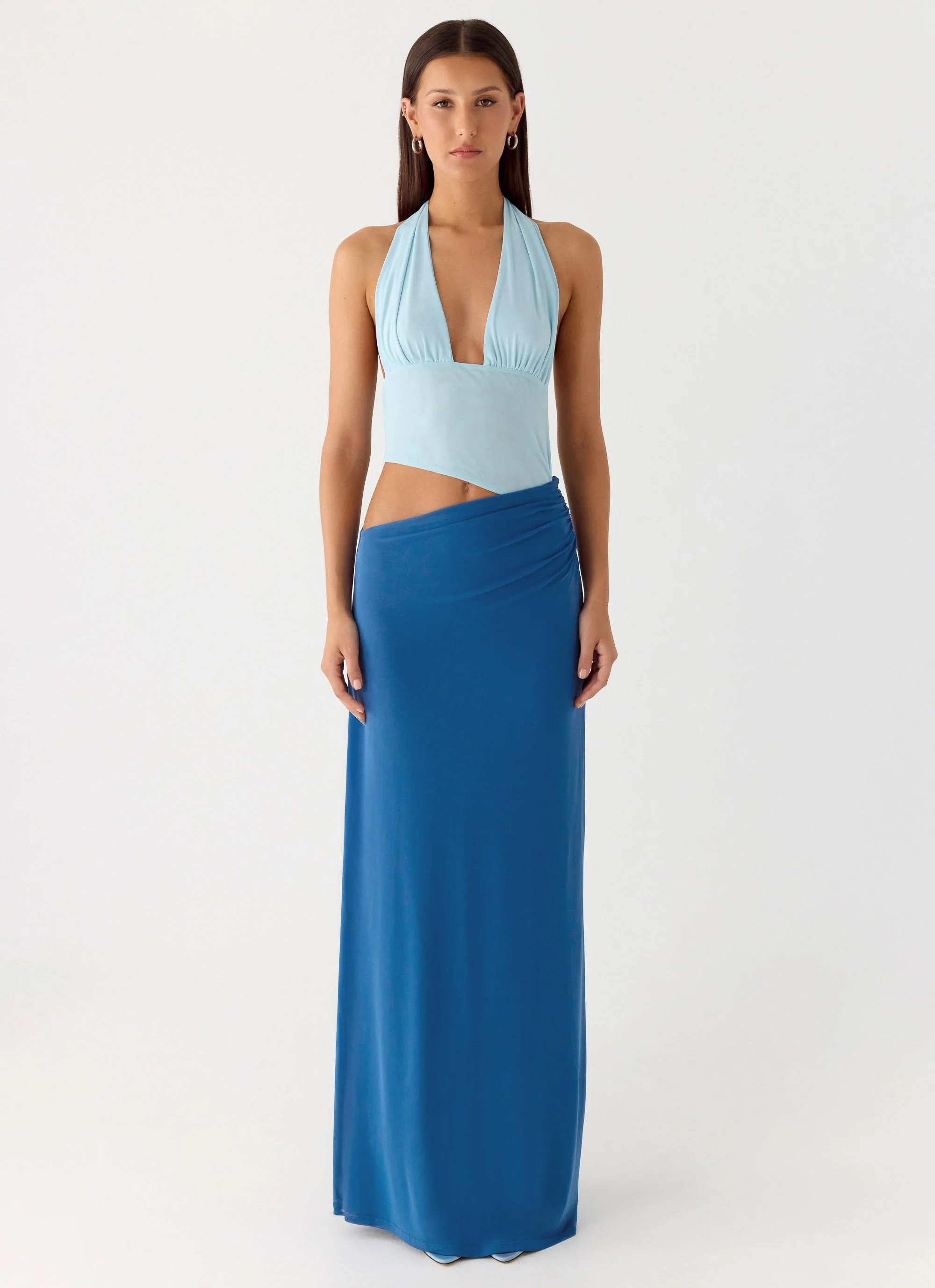 Saresther Halter Neck Maxi Dress - Blue - Image 4