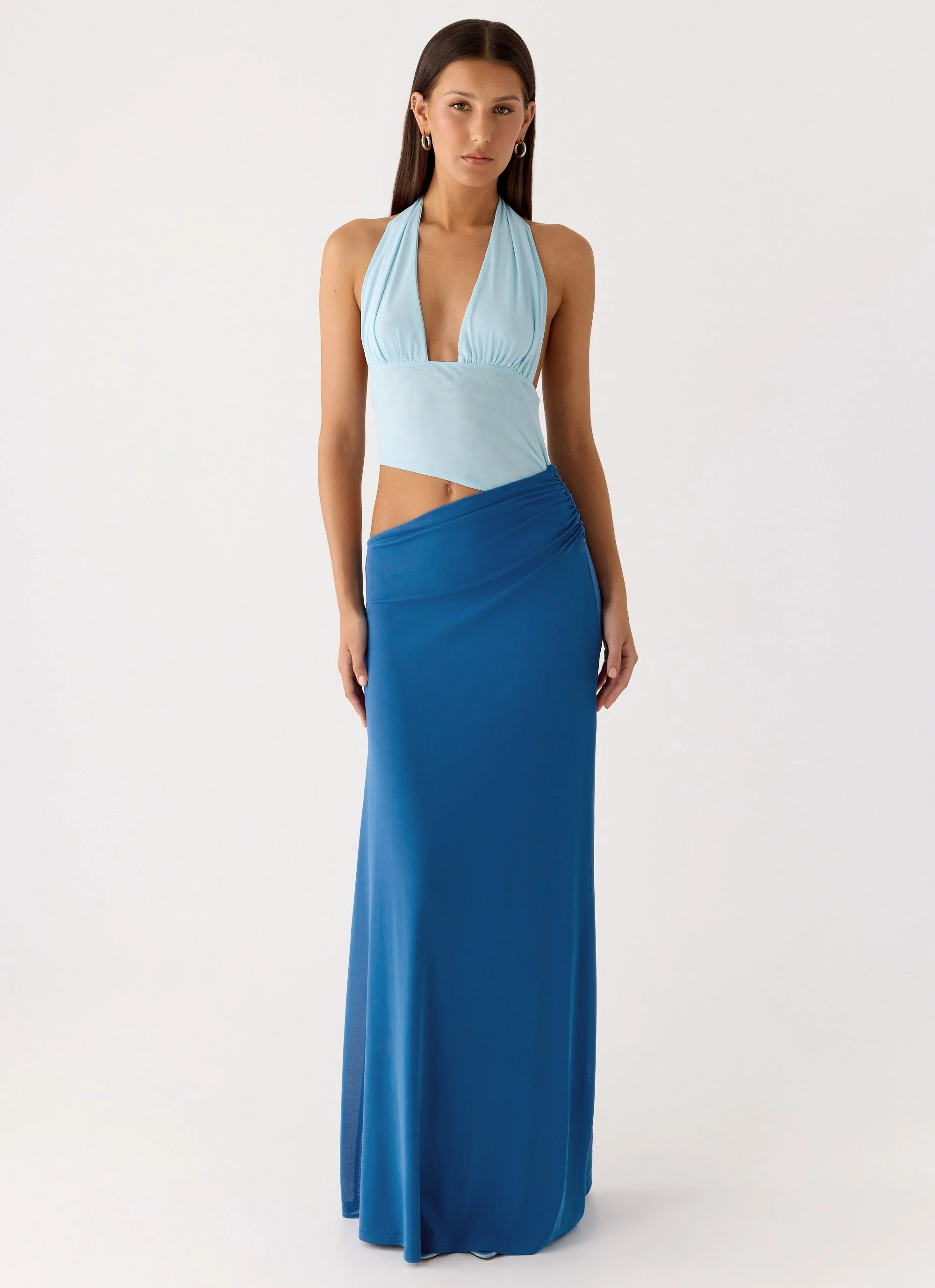 Saresther Halter Neck Maxi Dress - Blue - Image 5