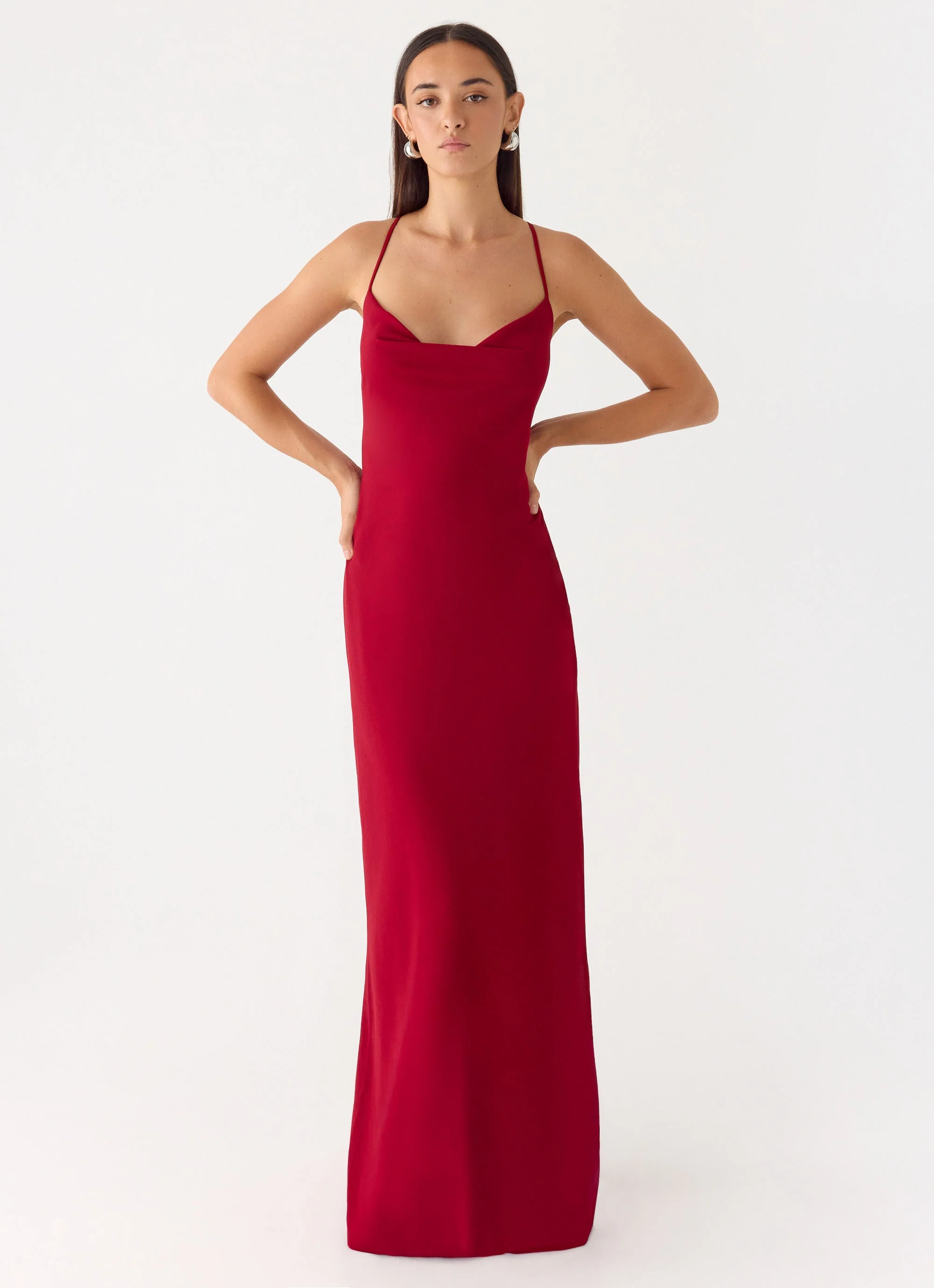 Saria Maxi Dress - Deep Red - Image 4