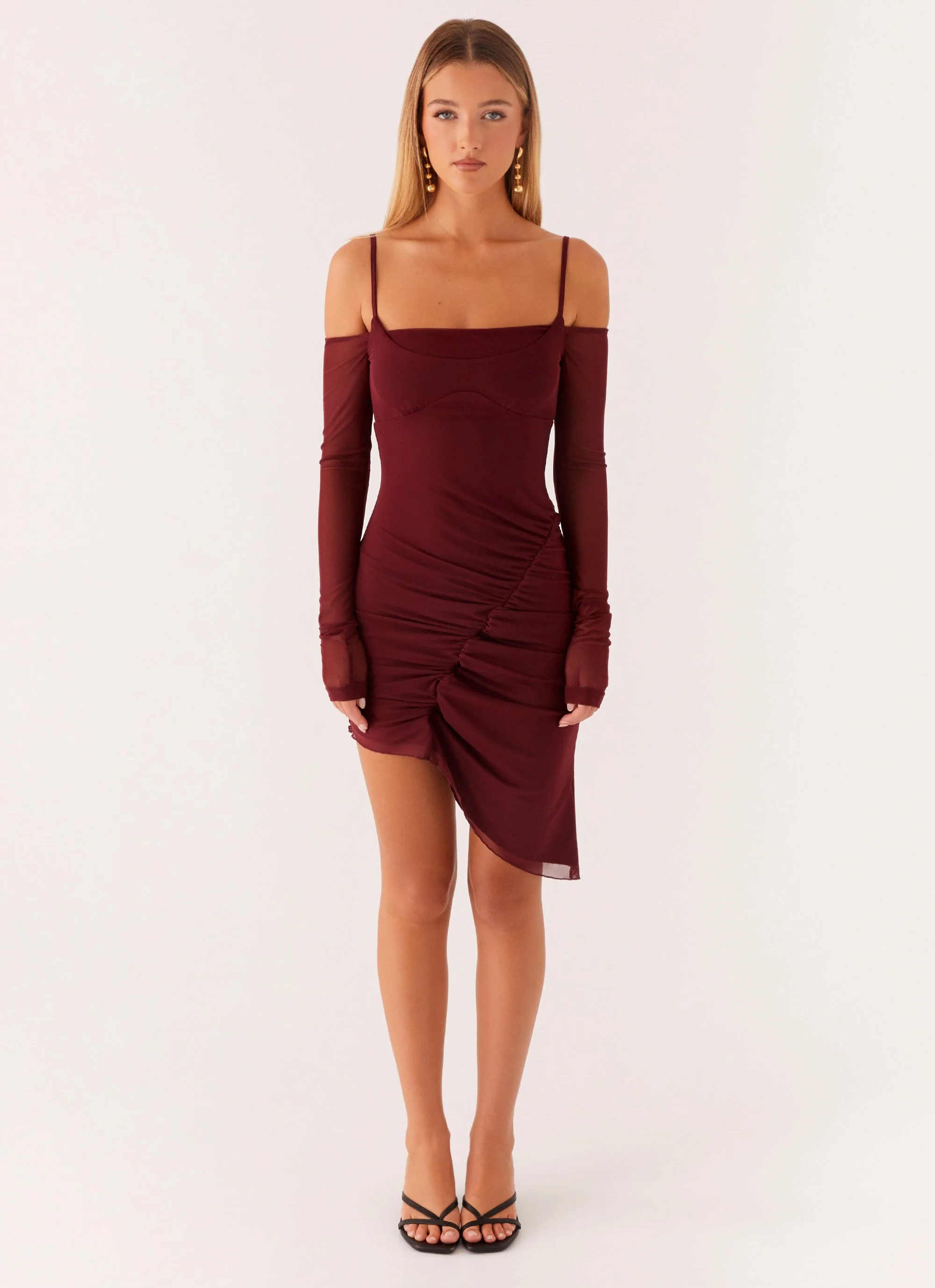 Sascha Mini Dress - Maroon - Image 2