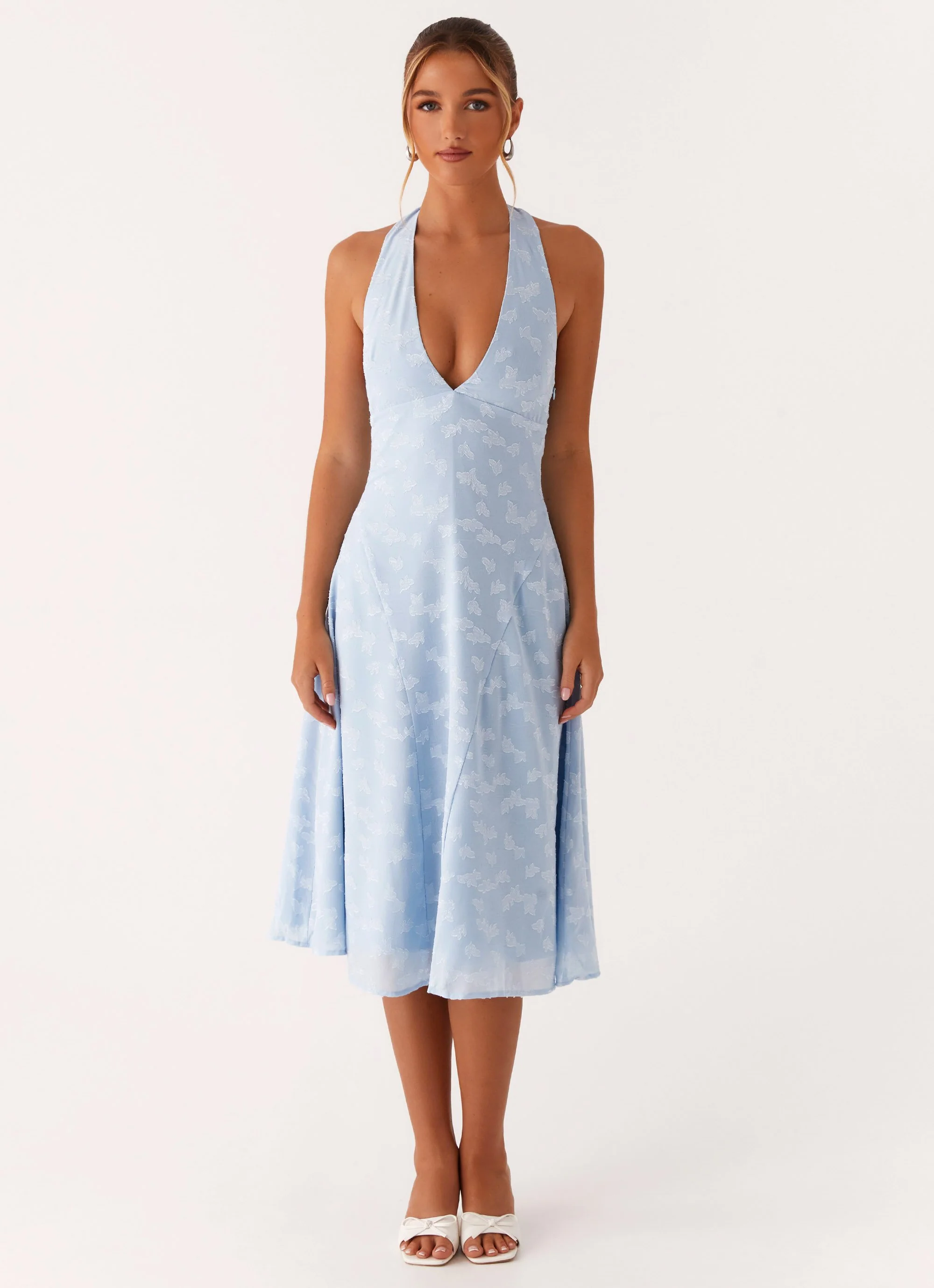 Sashi Halterneck Midi Dress - Pale Blue - Image 3