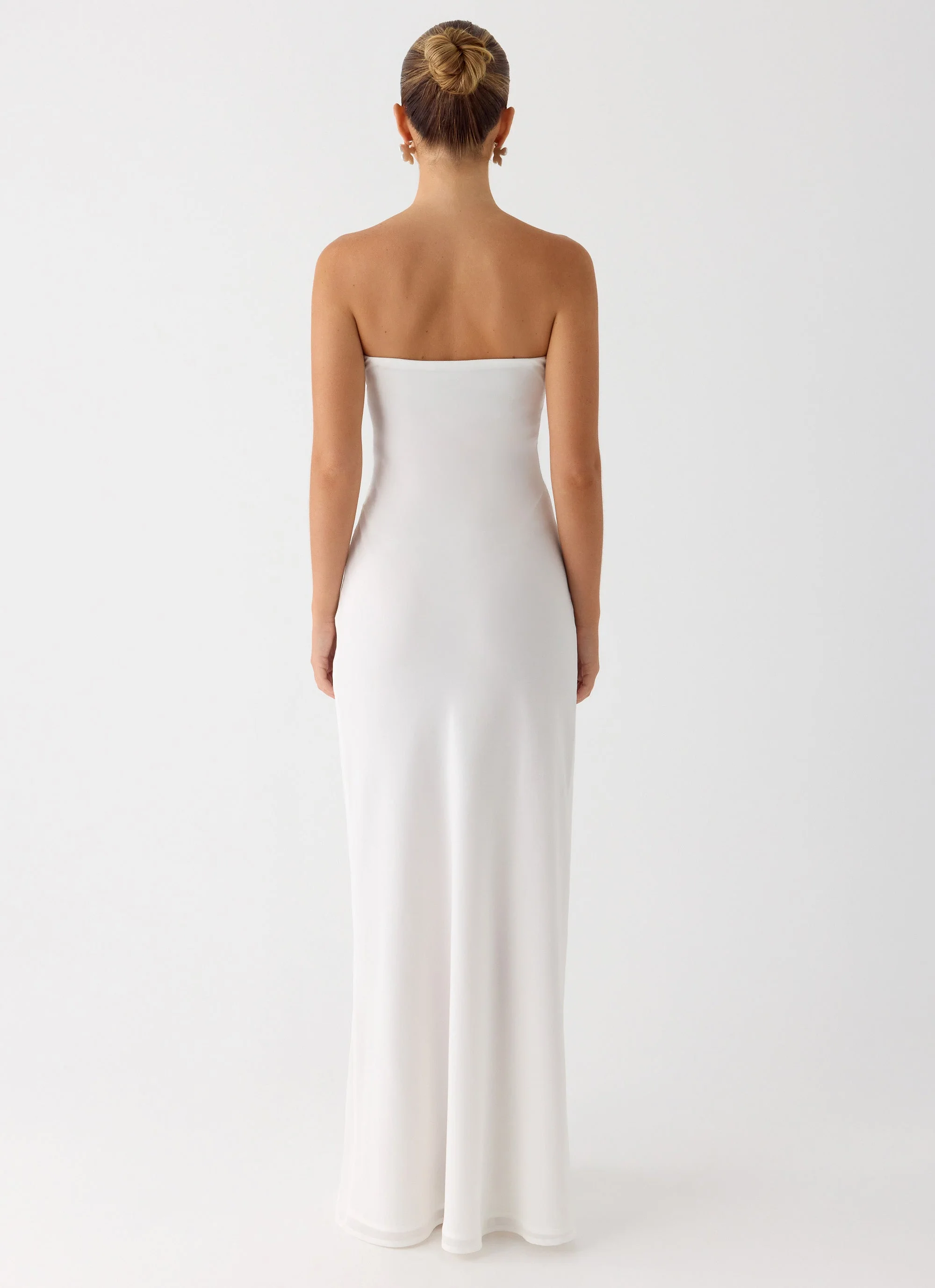 Sassafras Beaded Flower Strapless Maxi Dress - White - Image 7