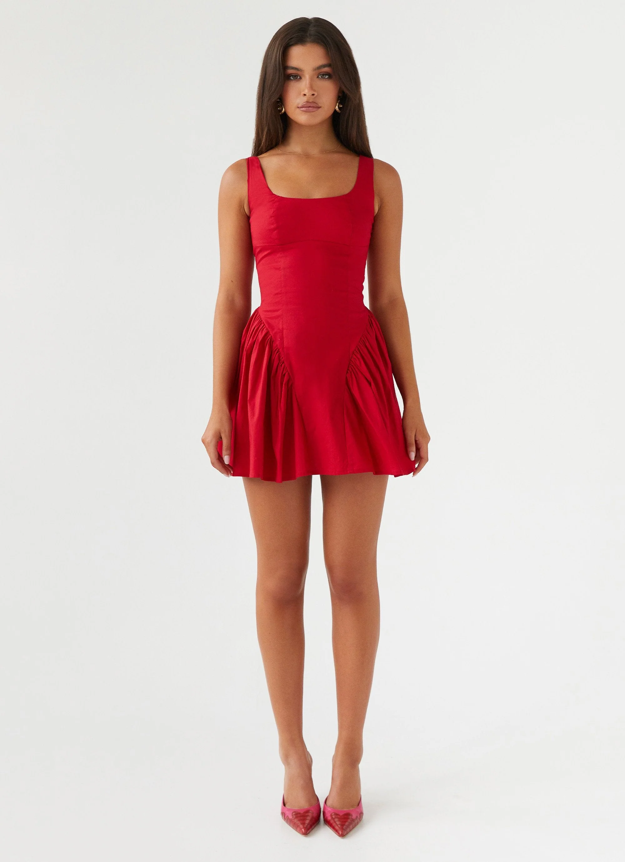 Sassy Soiree Corset Mini Dress - Red - Image 2
