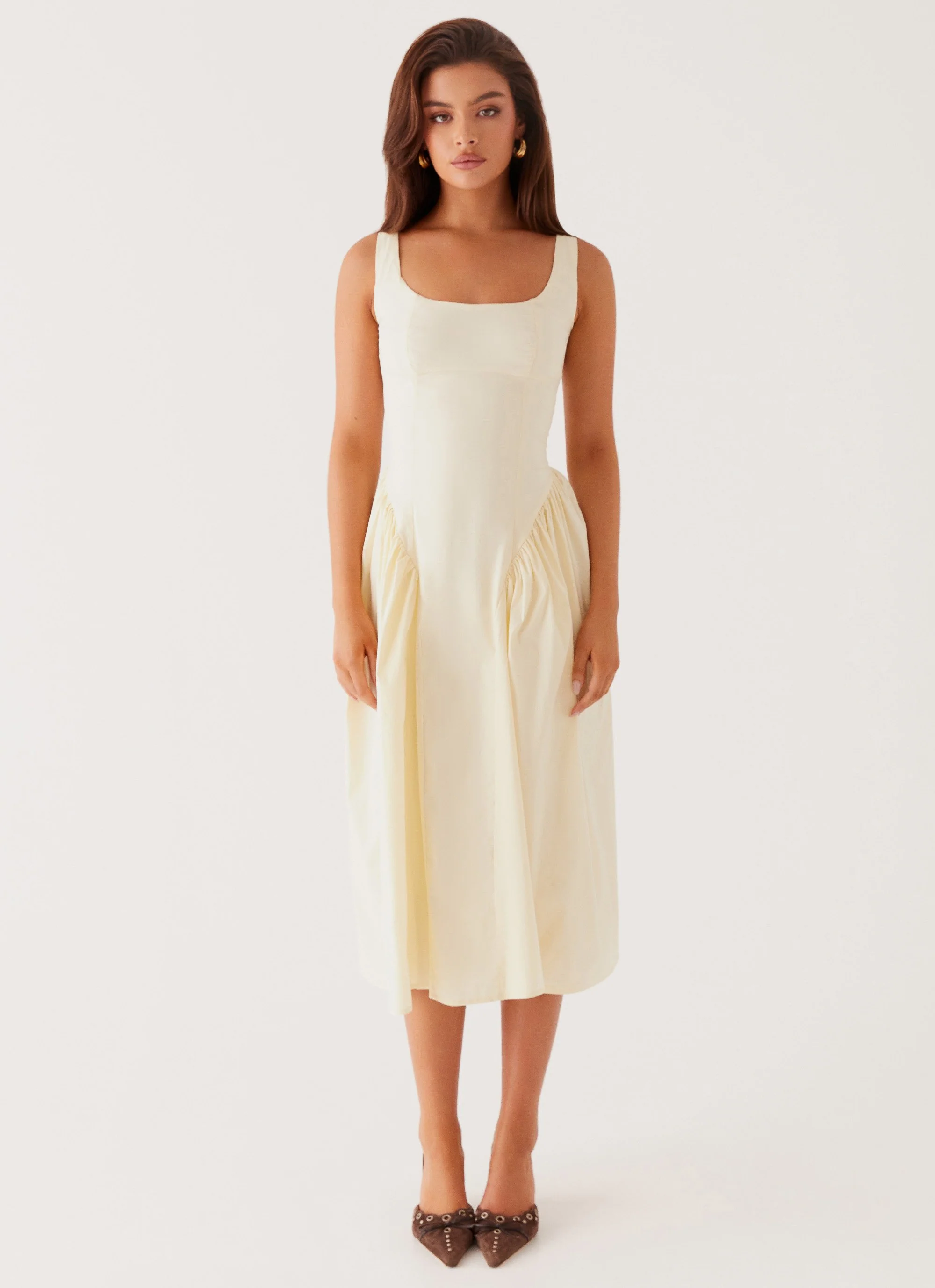 Sassy Soiree Midi Dress - Cream - Image 2