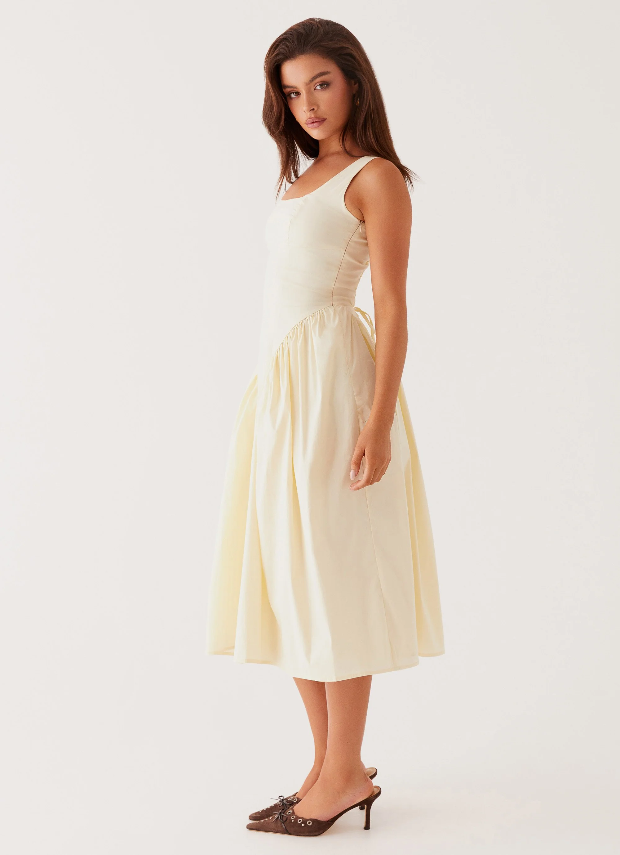Sassy Soiree Midi Dress - Cream - Image 3