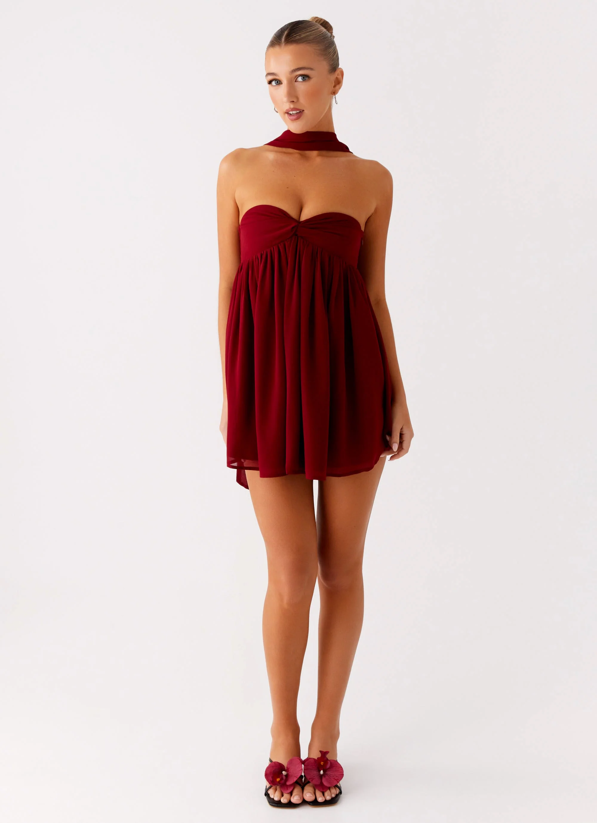 Saturn Mini Dress - Maroon - Image 2