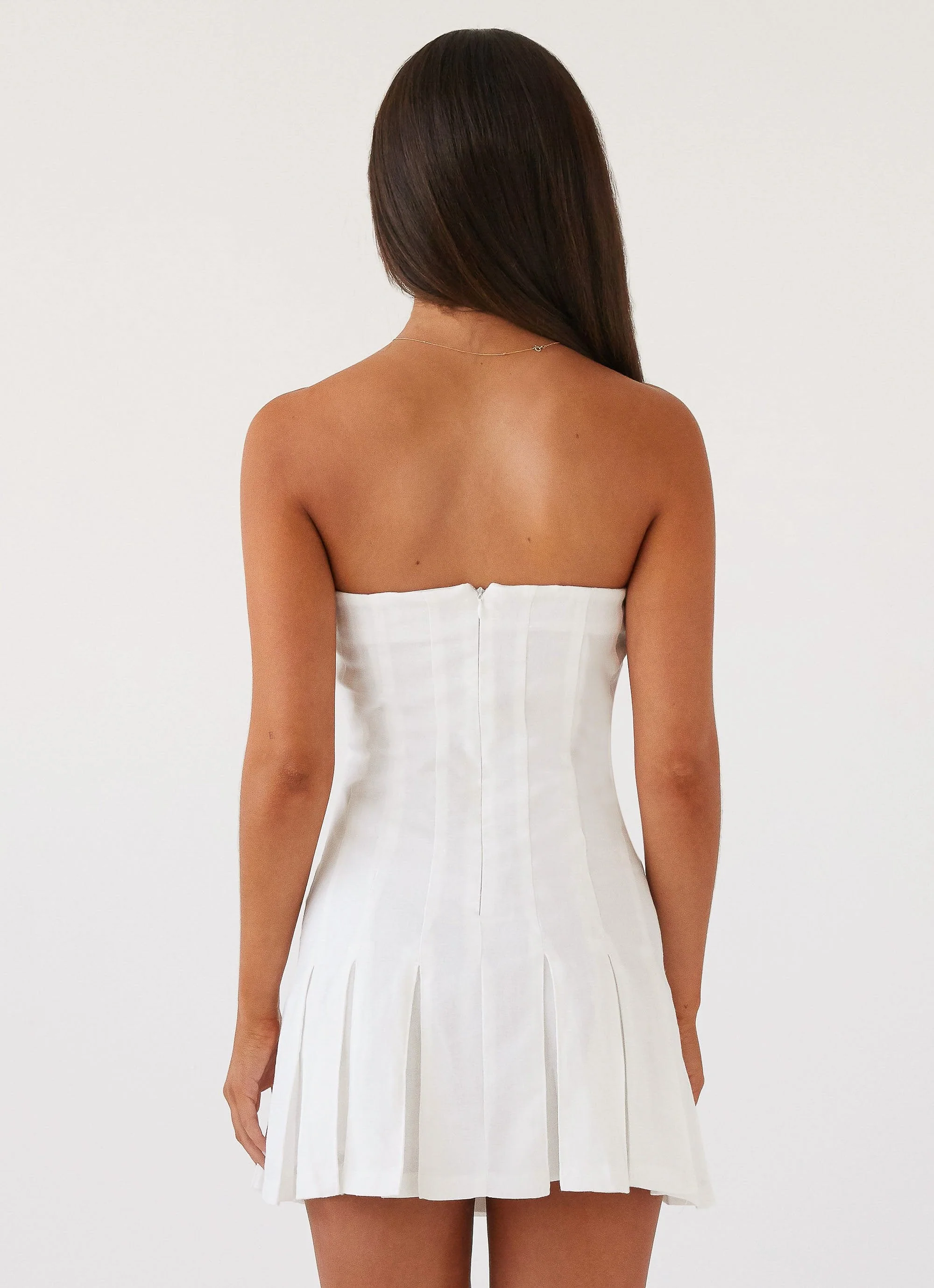Saving Hearts Linen Mini Dress - White - Image 5