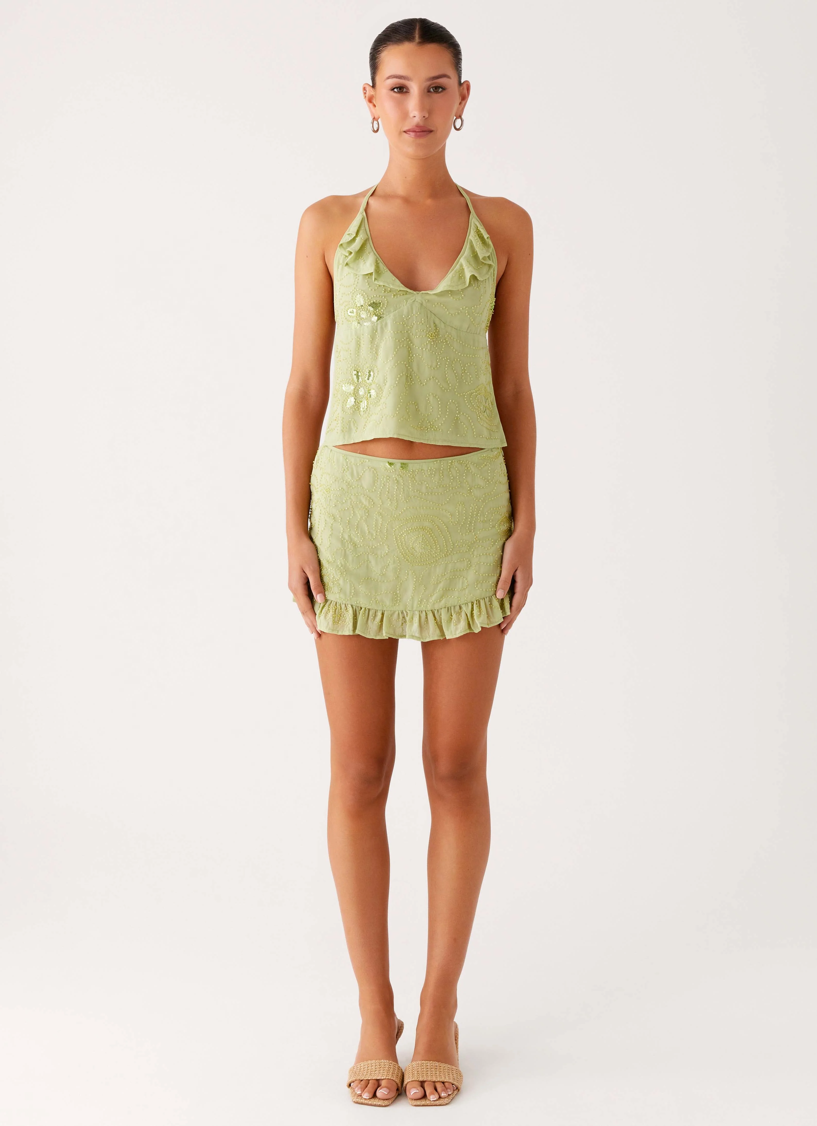 Savoir Beaded Mini Skirt - Mint - Image 2