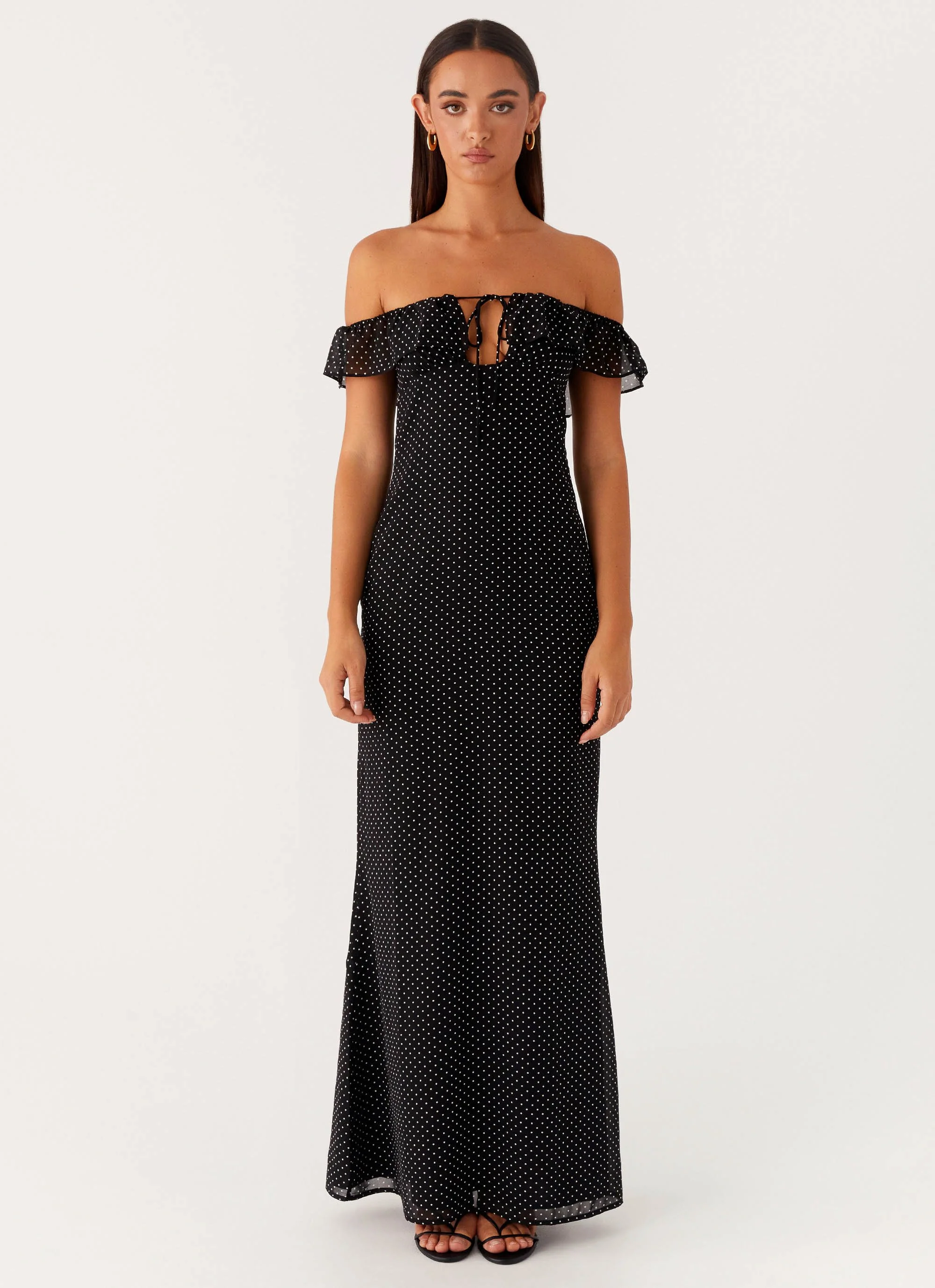 Scarlet Cherry Maxi Dress - Black Polka Dot - Image 2