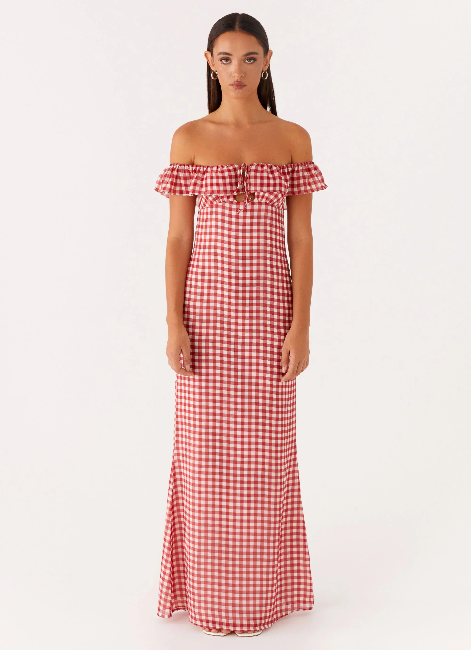 Scarlet Cherry Maxi Dress - Red Gingham - Image 2