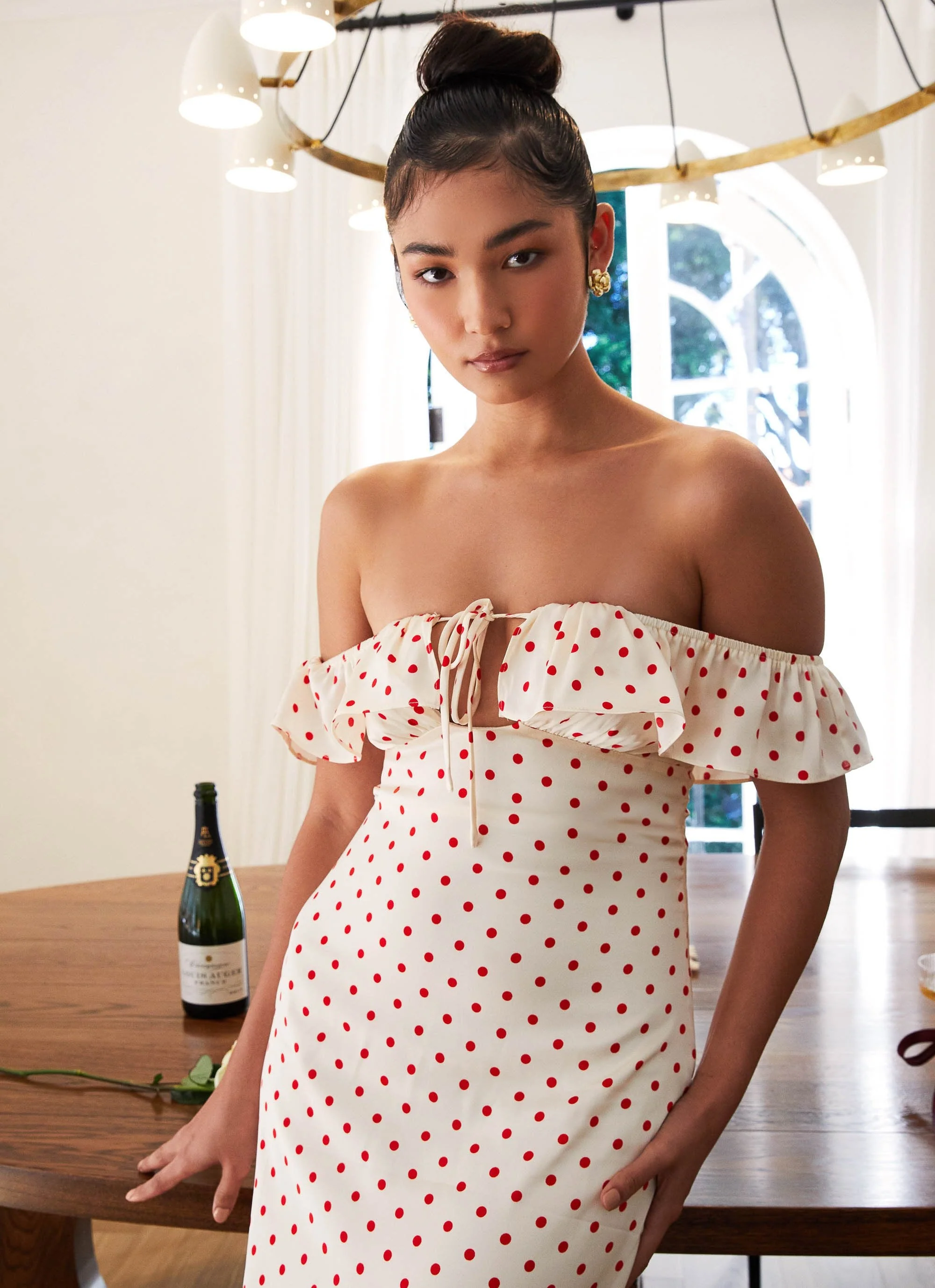 Scarlet Cherry Maxi Dress - Red Polka Dot - Image 2
