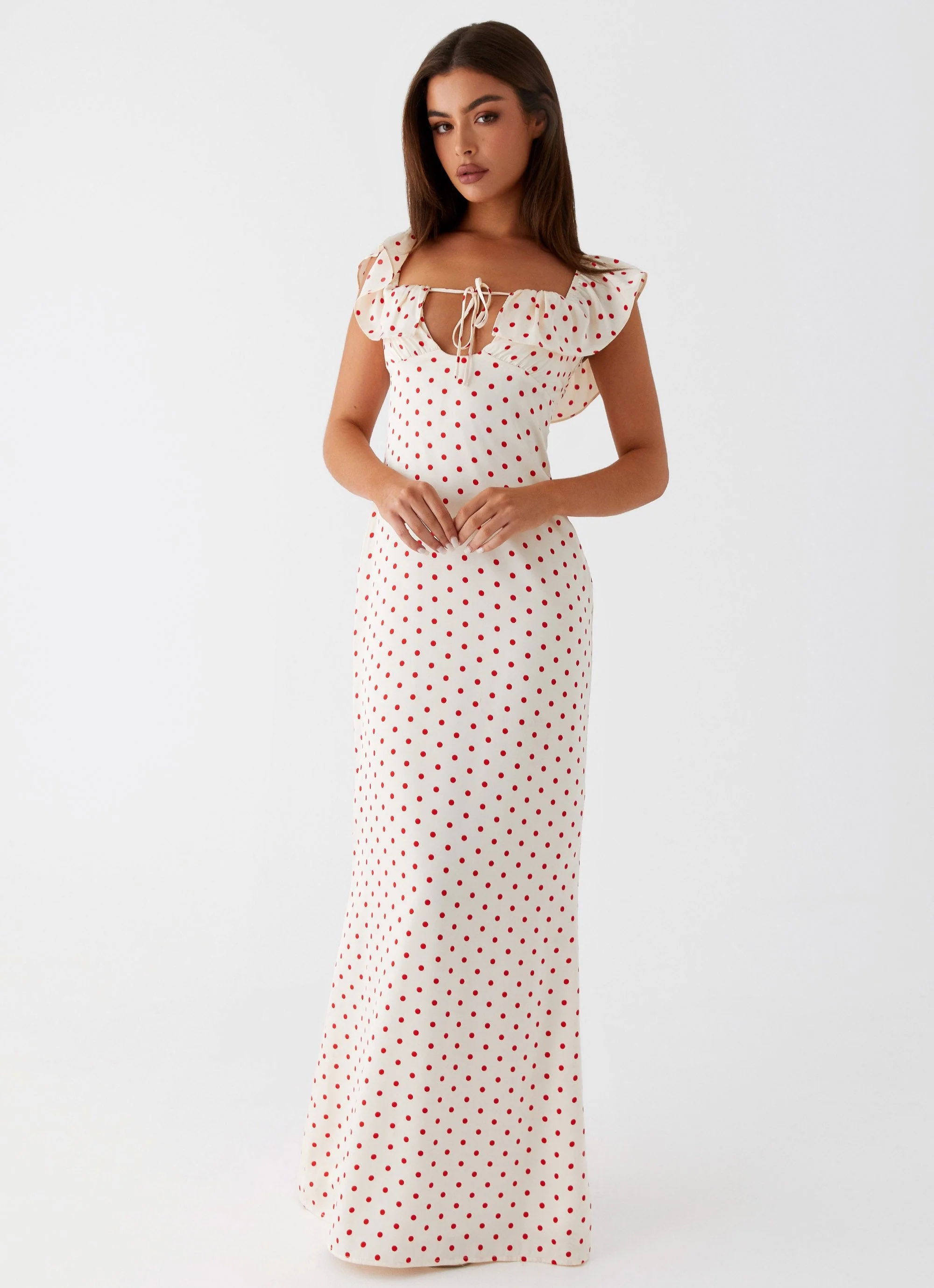 Scarlet Cherry Maxi Dress - Red Polka Dot - Image 3