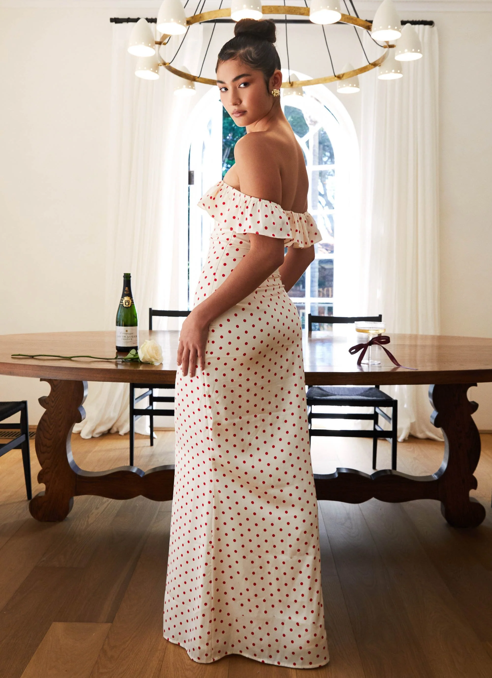 Scarlet Cherry Maxi Dress - Red Polka Dot - Image 6