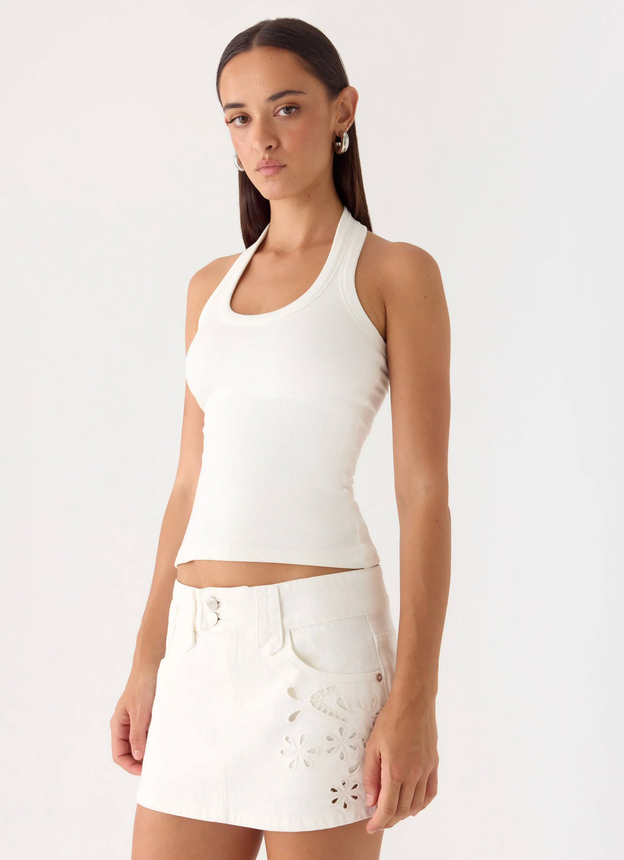 Sean Low Rise Denim Mini Skirt - White - Image 6