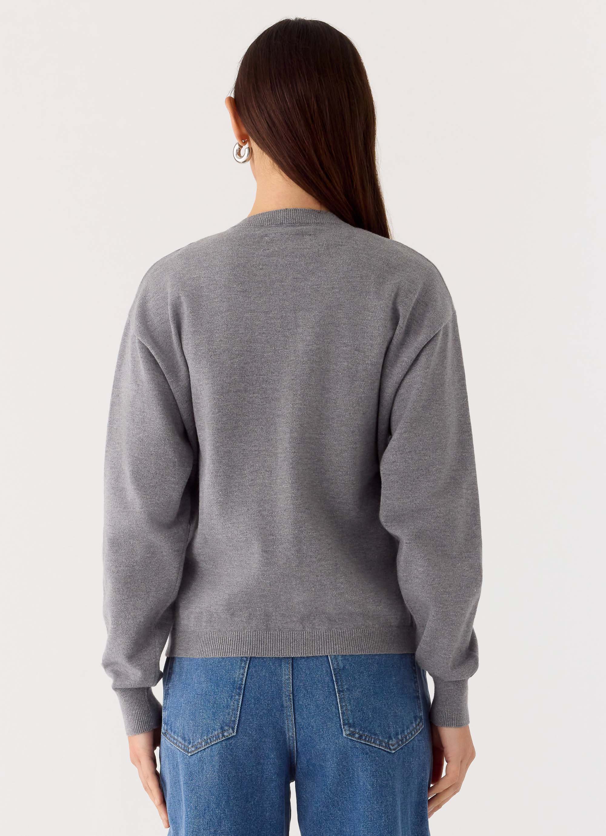 Sean Relaxed Knit Cardigan - Grey - Image 4