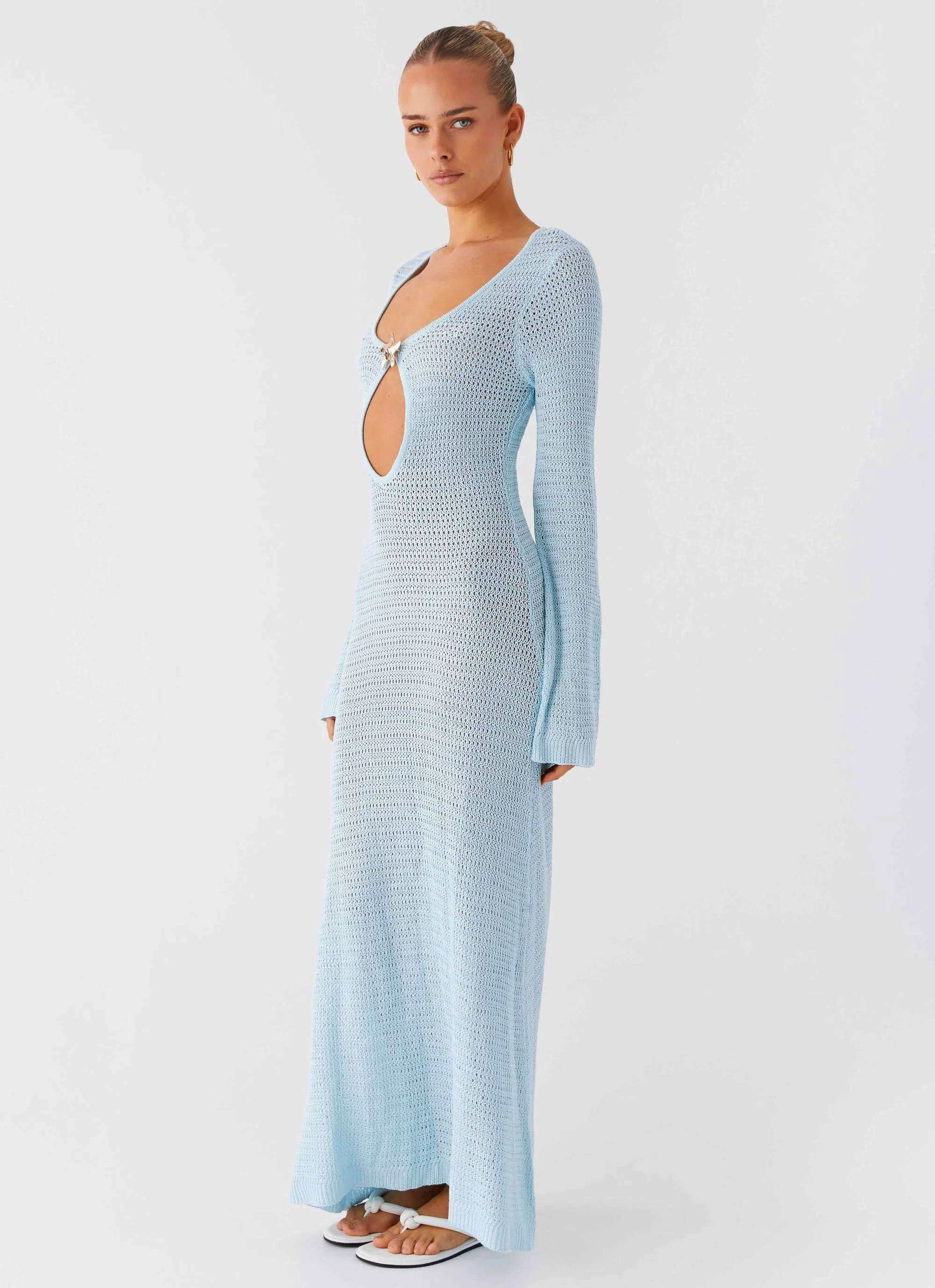 Seascape Crochet Maxi Dress - Blue - Image 2