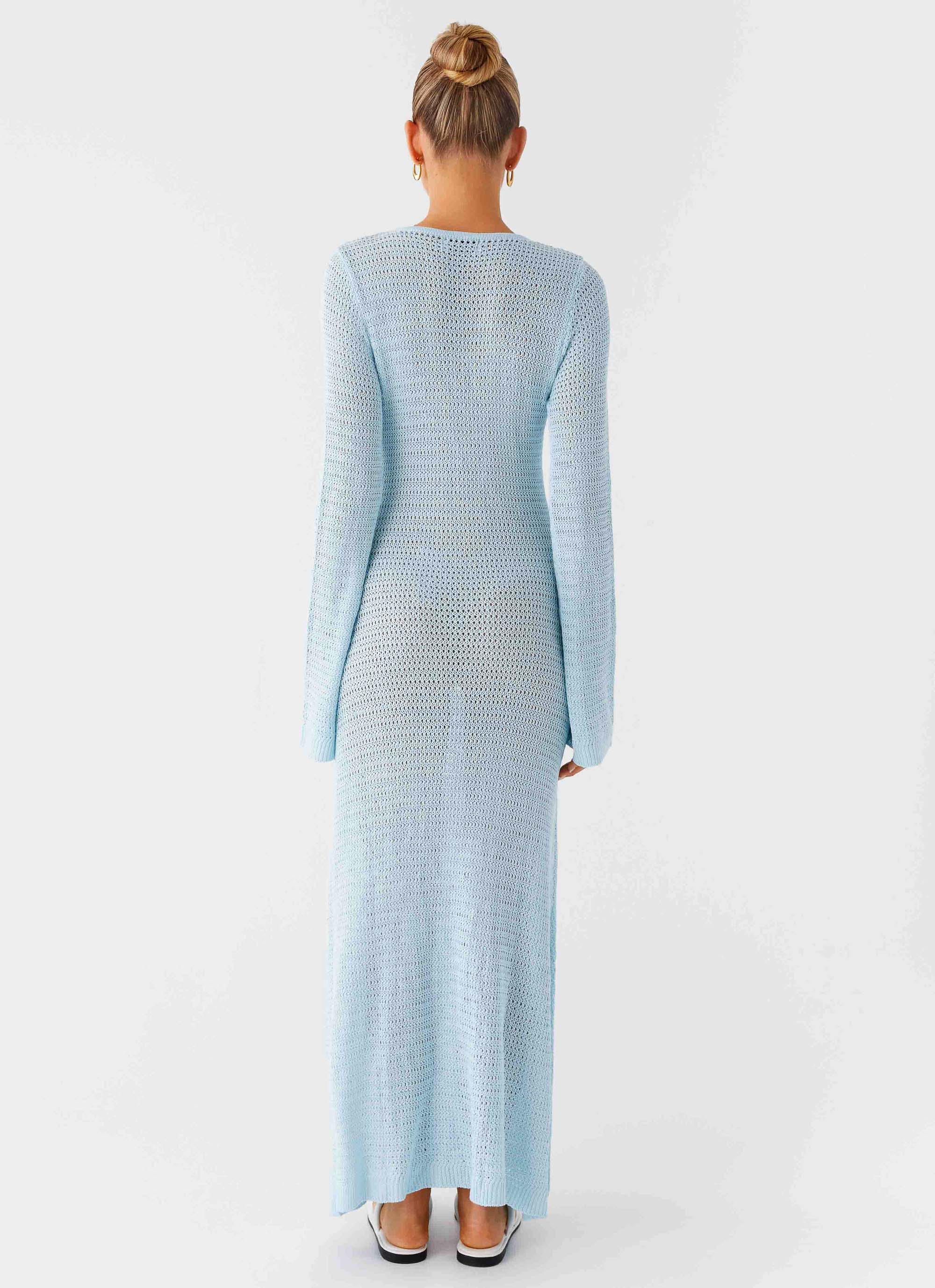 Seascape Crochet Maxi Dress - Blue - Image 3