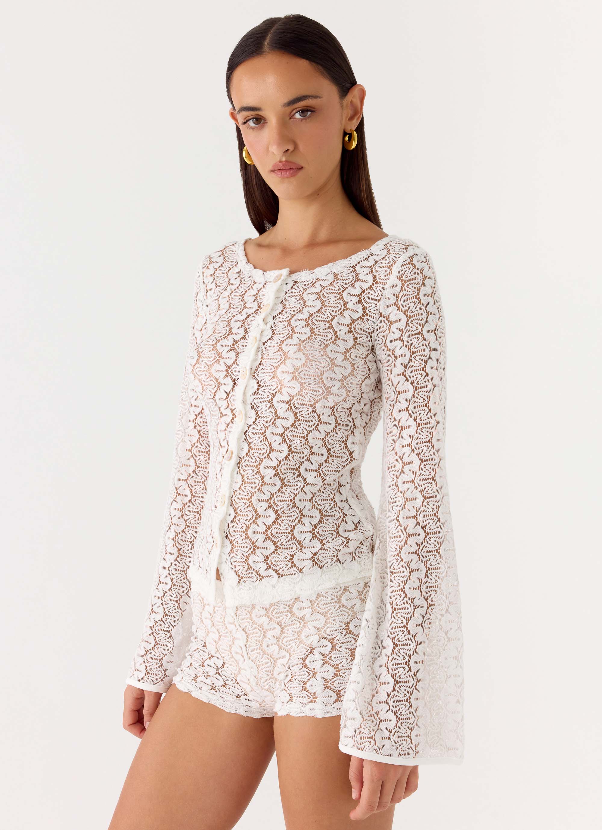 Selina Long Sleeve Top - Ivory - Image 5