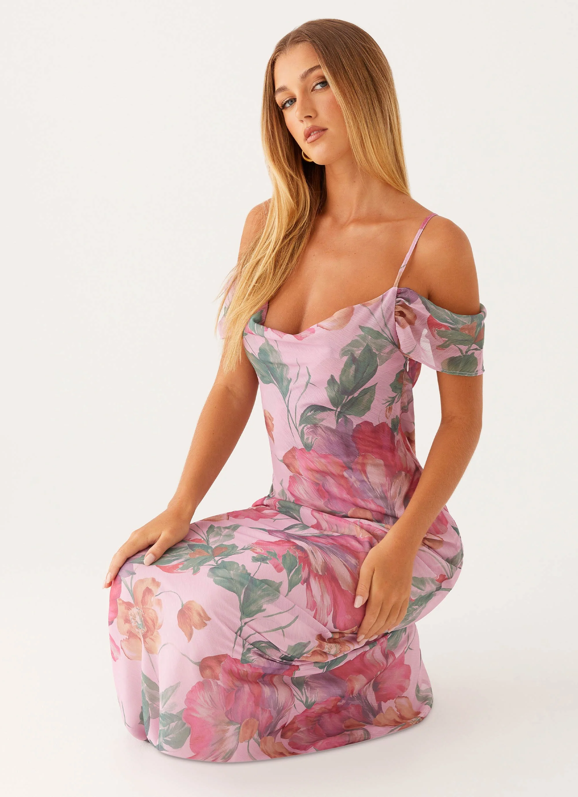 Seline Maxi Dress - Pink Floral - Image 5
