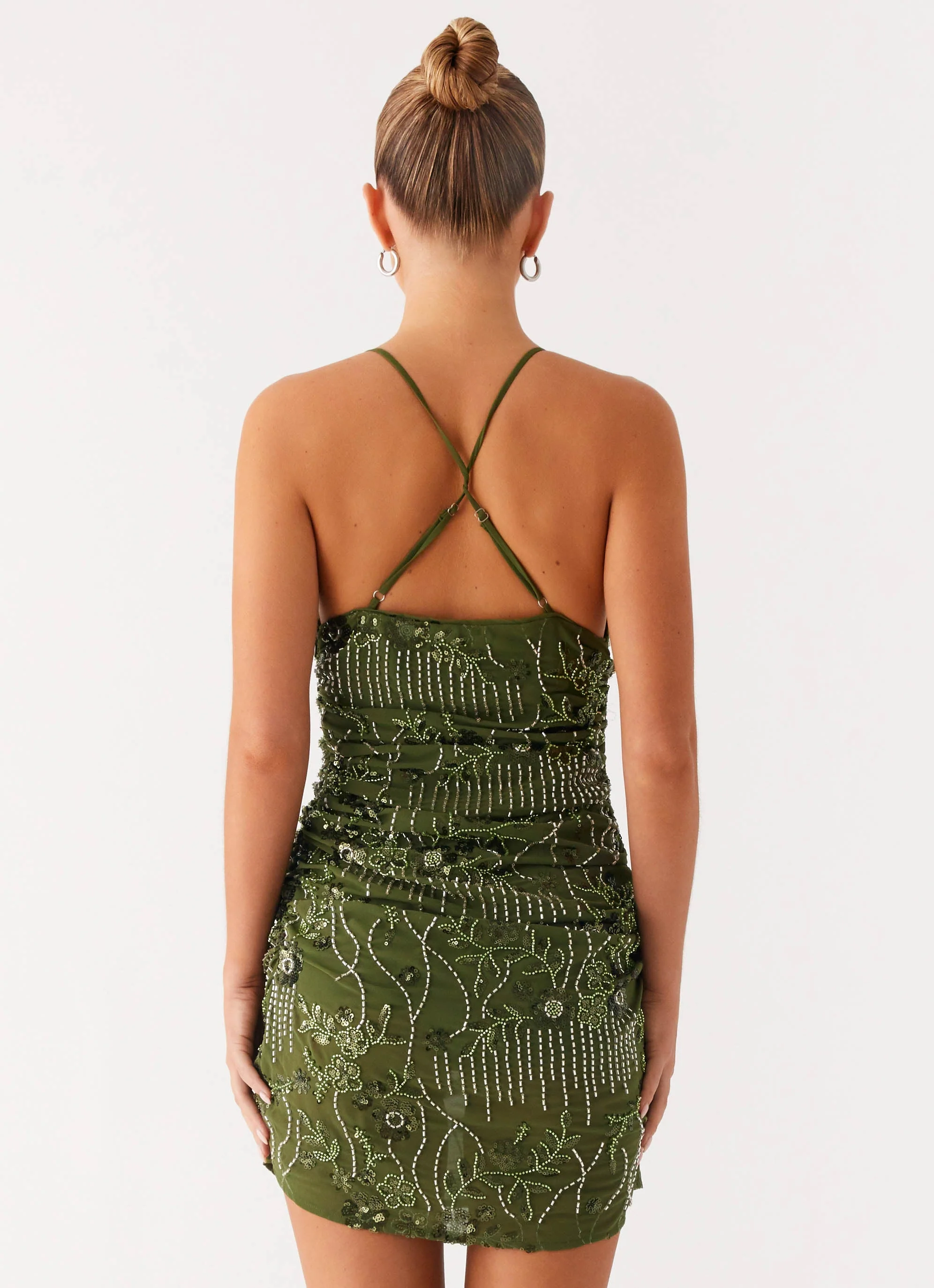 Seona Beaded Dress - Khaki - Image 4